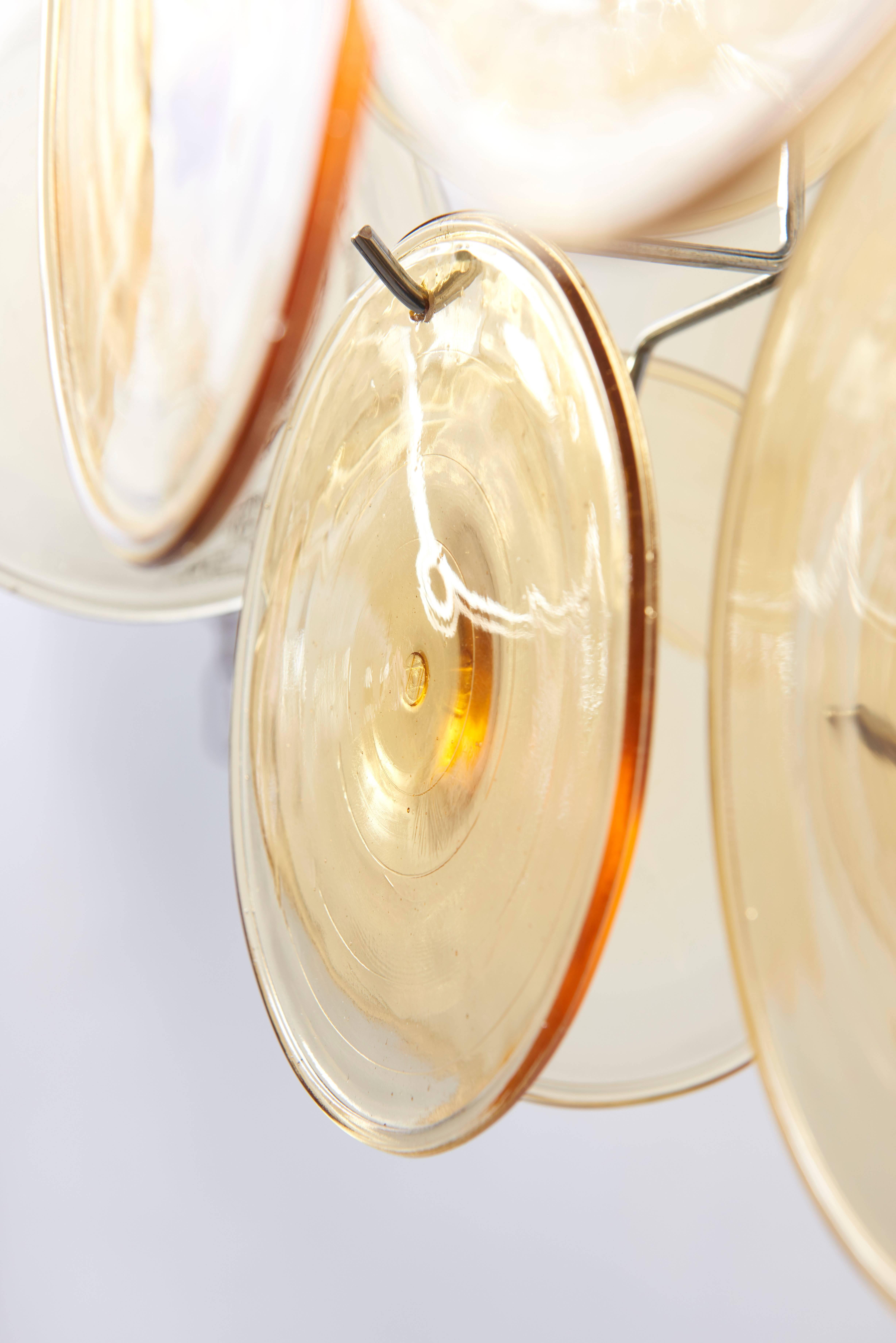 Amber Glass Disc Vistosi Chandelier 1