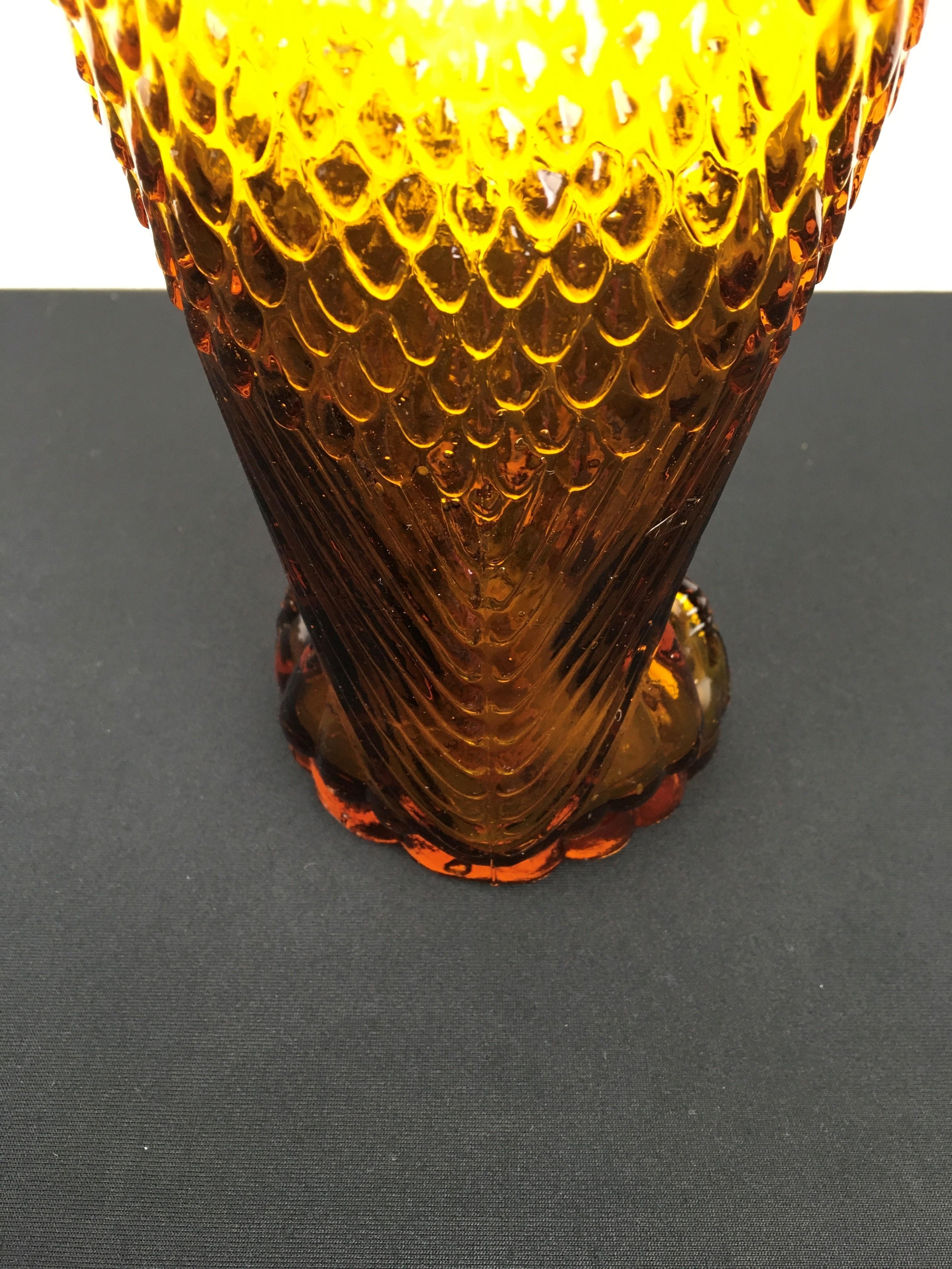 Amber Glass Eagle Bottle or Decanter, Empoli Style 2