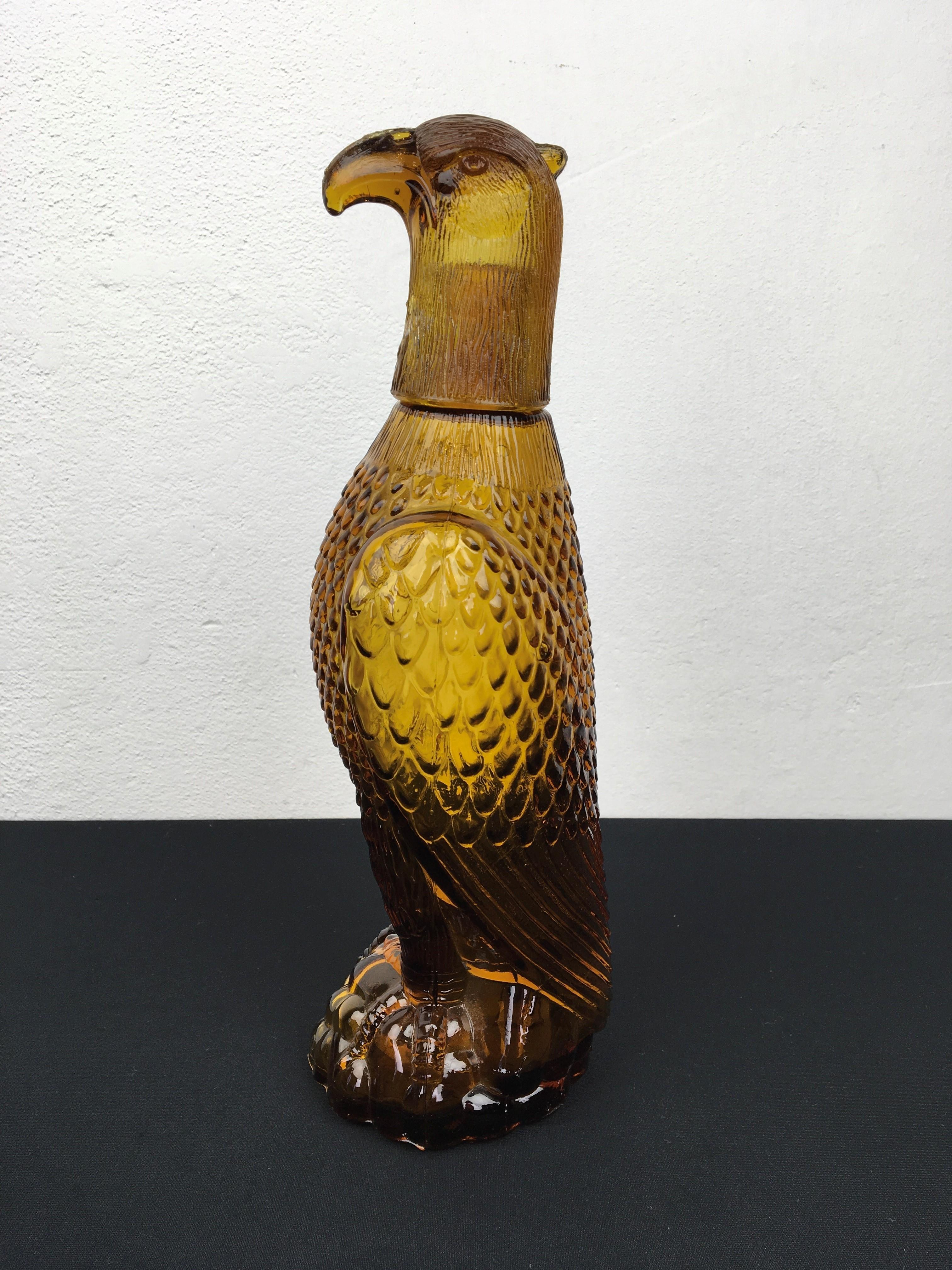 Amber Glass Eagle Bottle or Decanter, Empoli Style 3