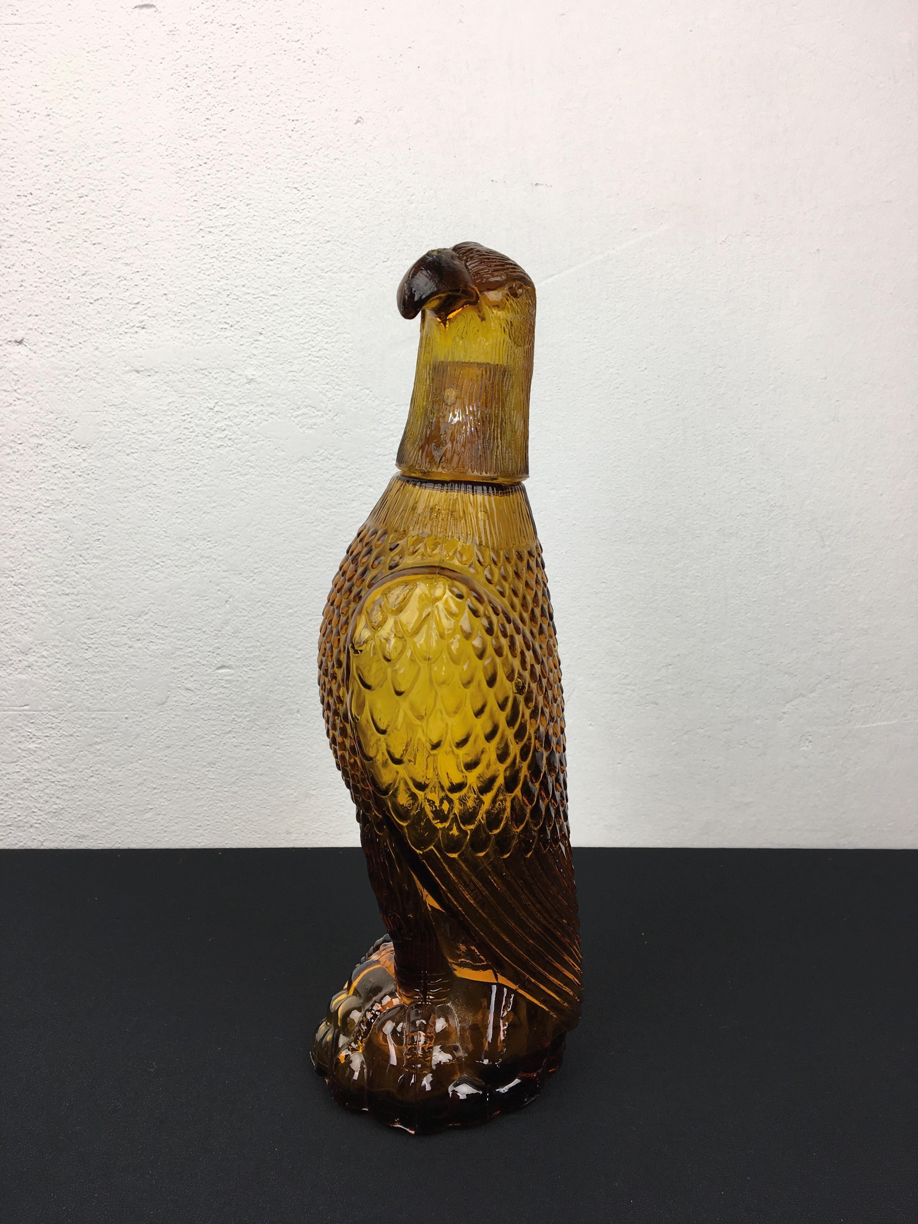 Amber Glass Eagle Bottle or Decanter, Empoli Style 4