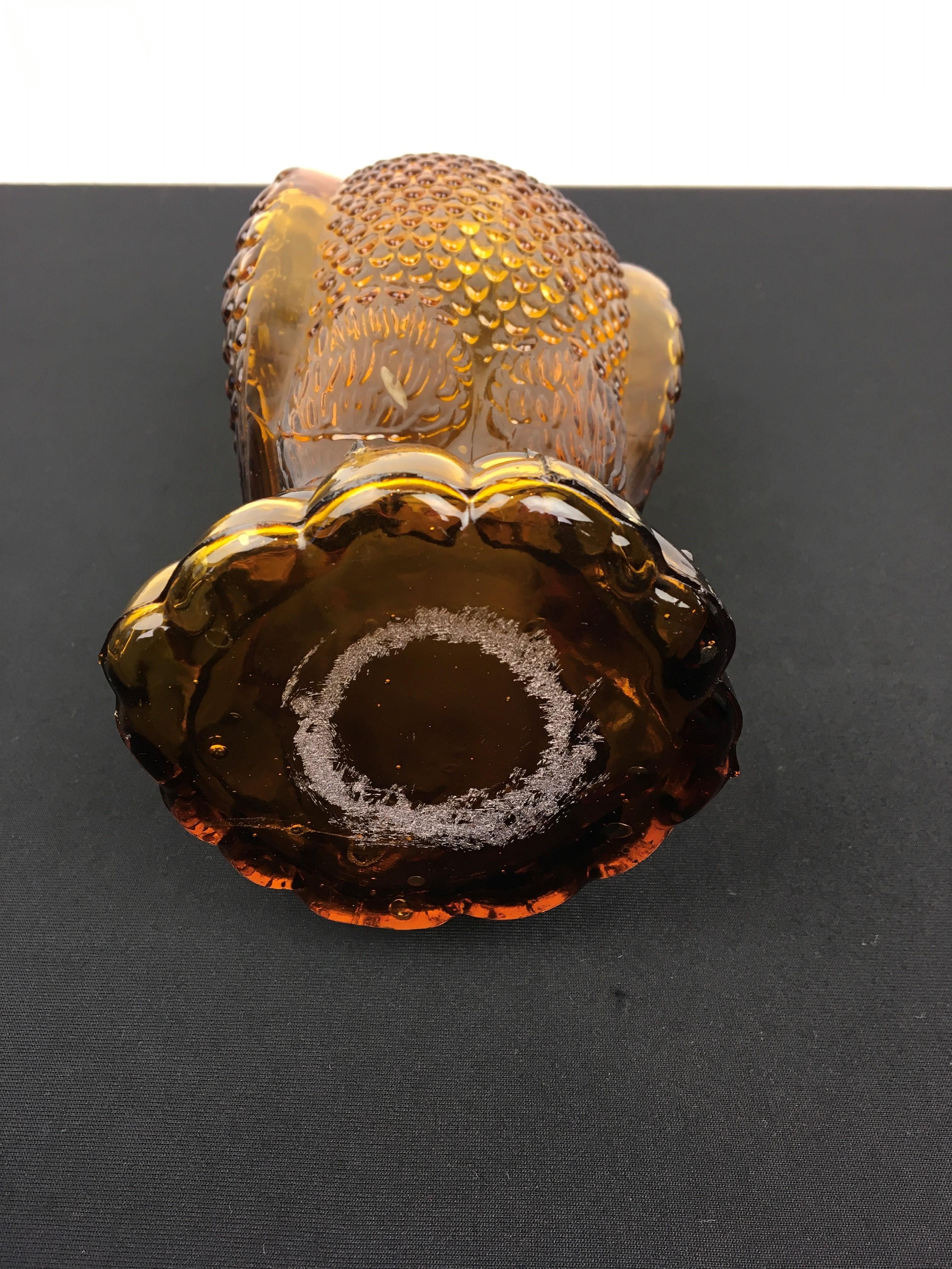 Amber Glass Eagle Bottle or Decanter, Empoli Style 9