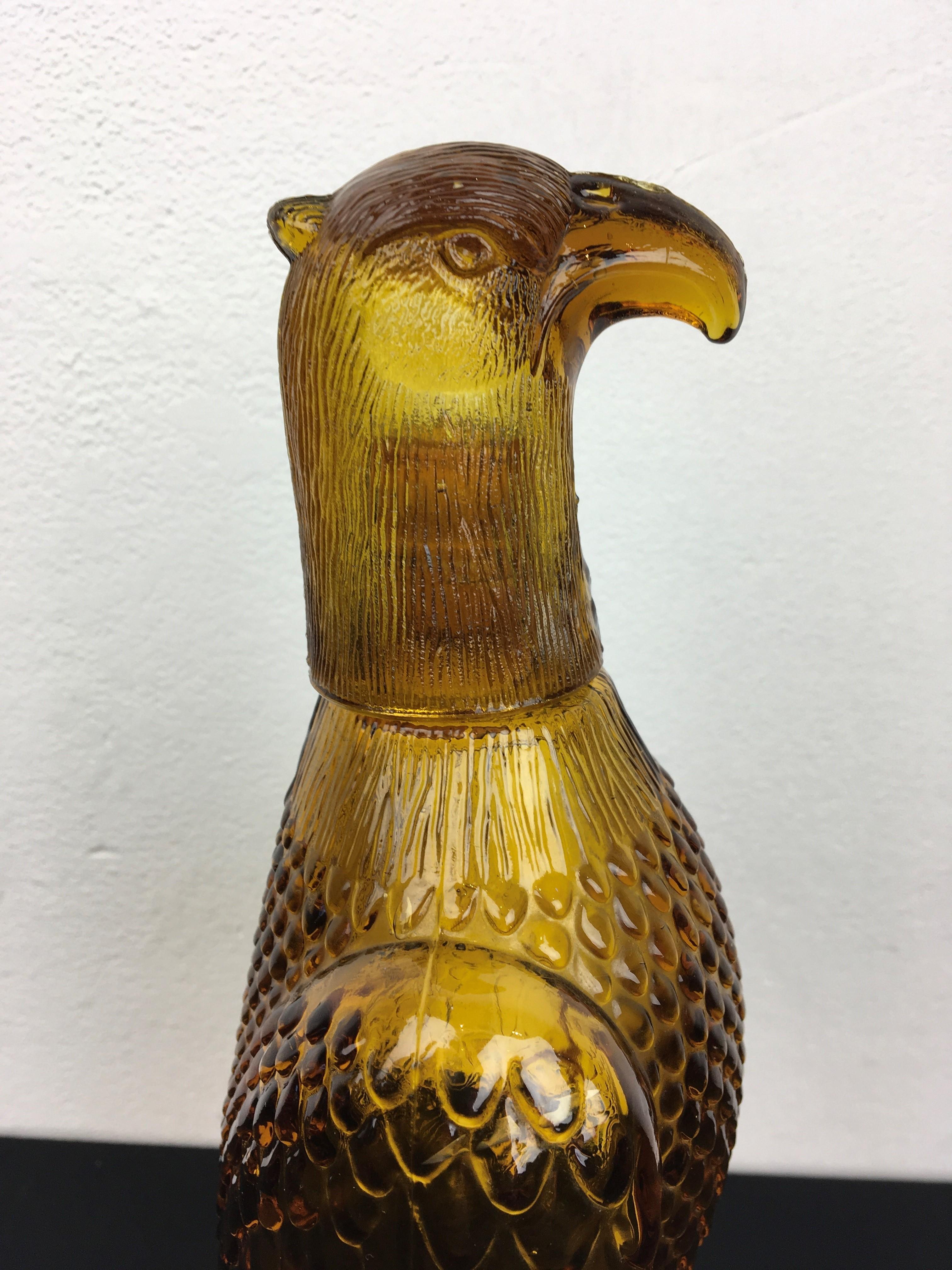 Amber Glass Eagle Bottle or Decanter, Empoli Style In Good Condition In Antwerp, BE