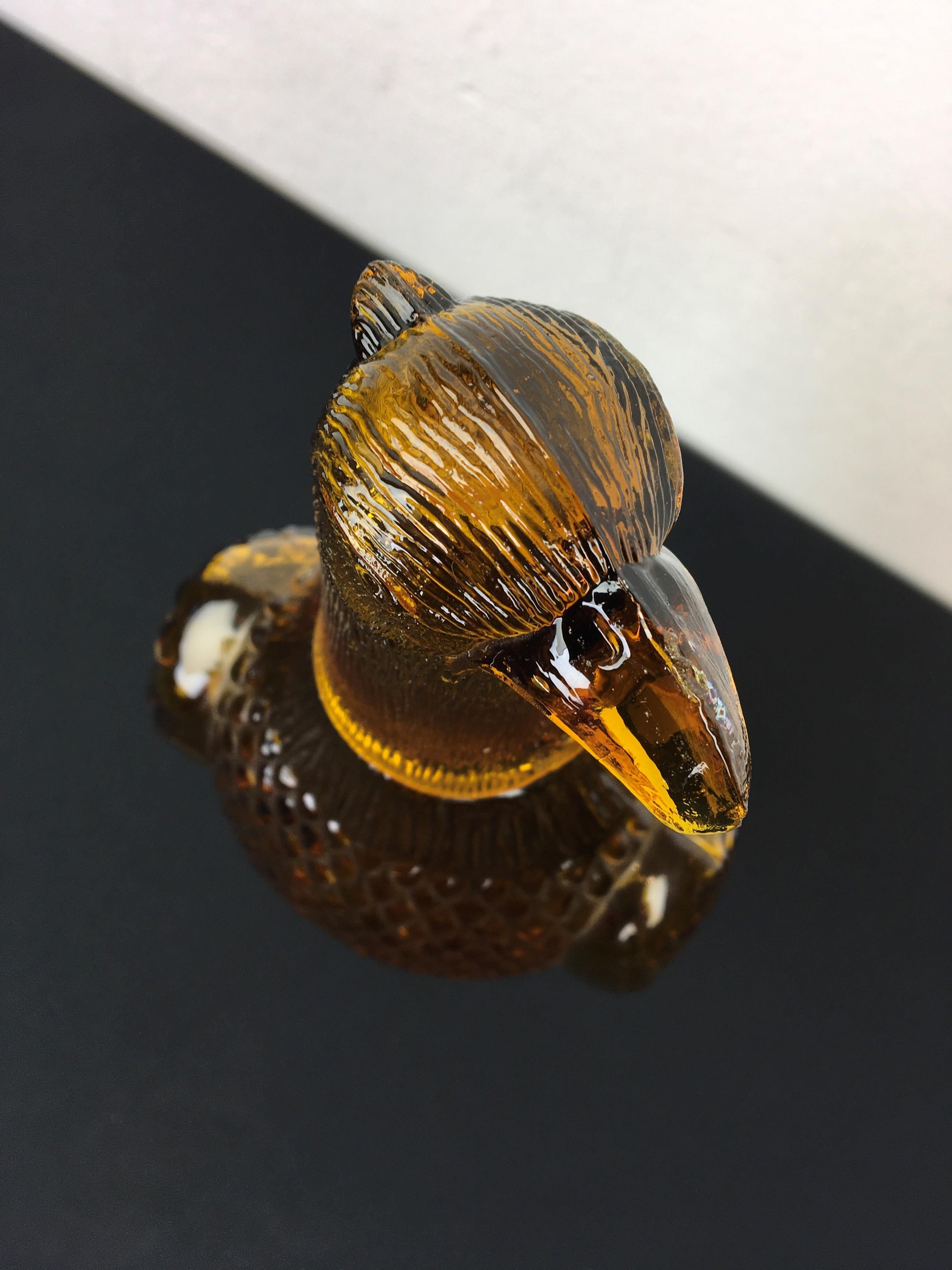 20th Century Amber Glass Eagle Bottle or Decanter, Empoli Style