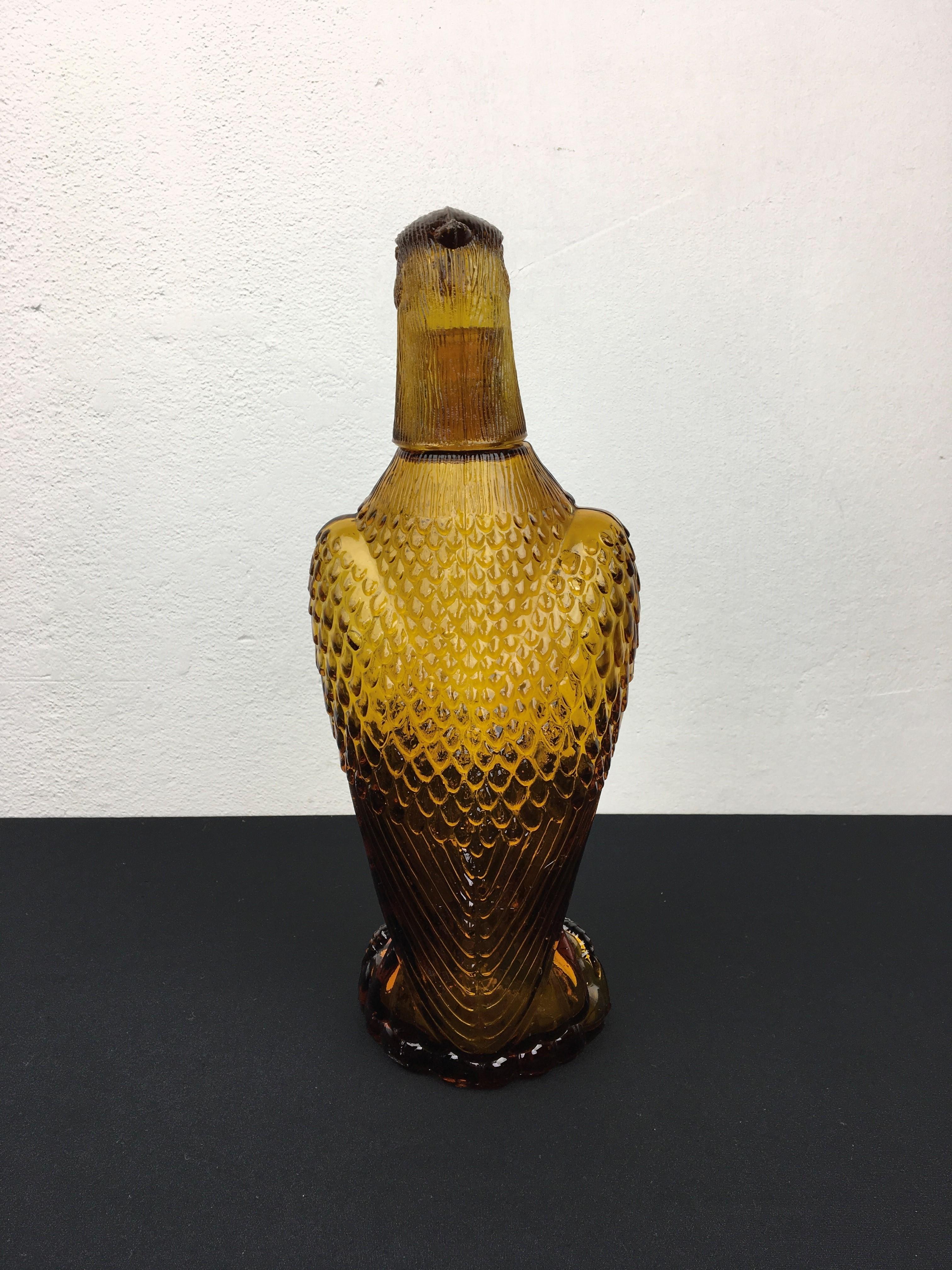 Amber Glass Eagle Bottle or Decanter, Empoli Style 1