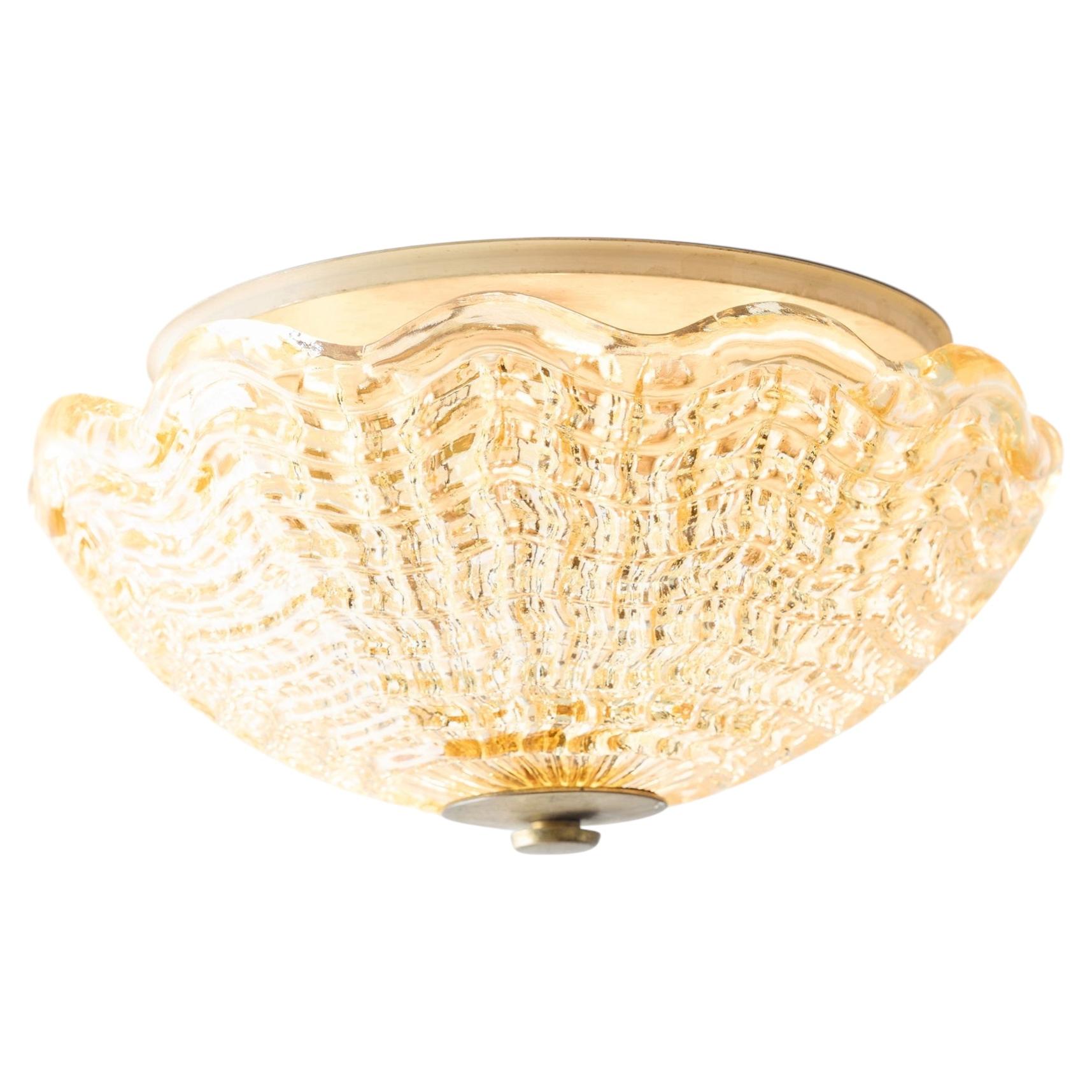 Amber Glass Flush Mount by Carl Fagerlund For Sale