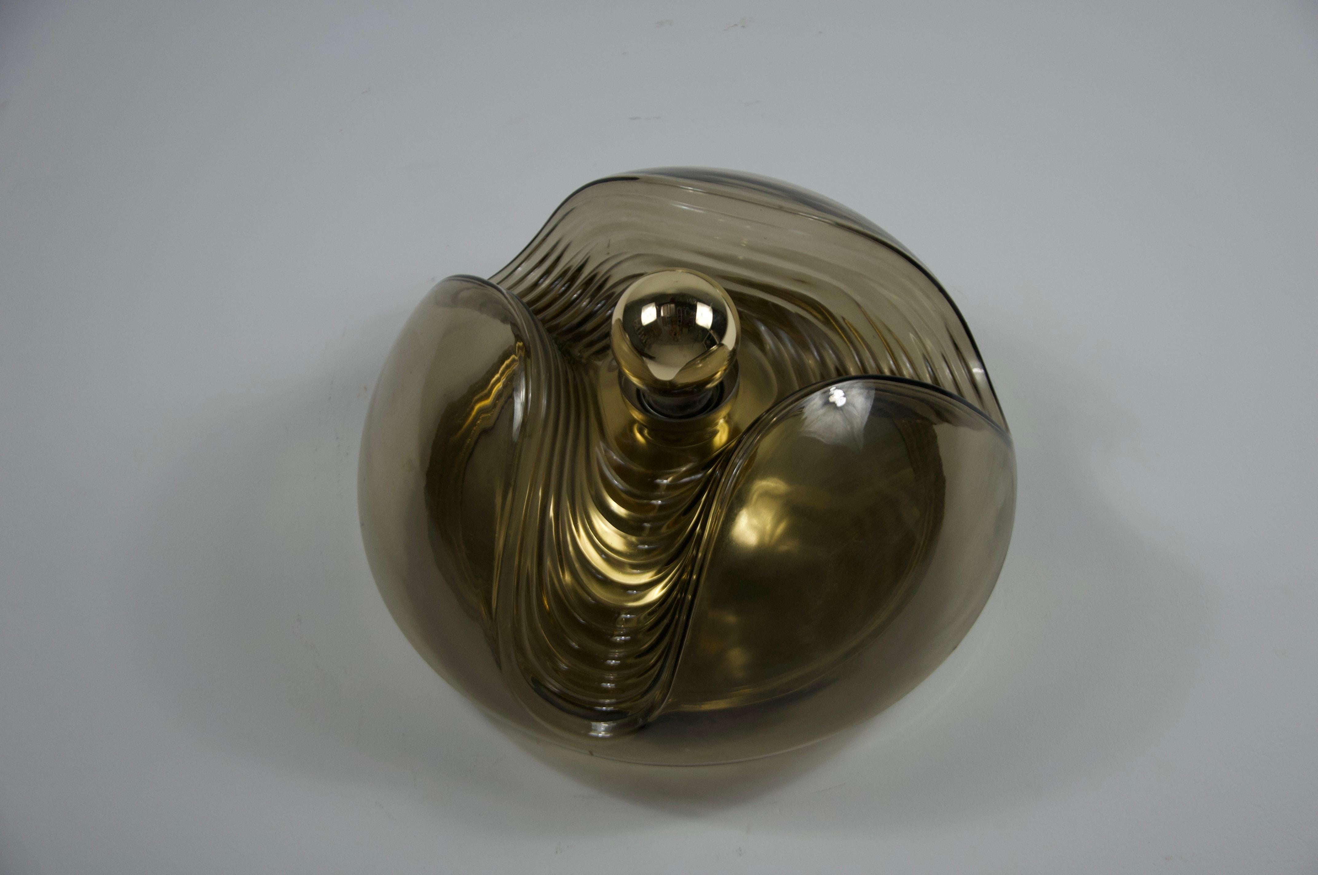 Empotrable de cristal ámbar de Koch & Lowy para Peill & Putzler, años 60 en Bueno estado para la venta en Hagenbach, DE