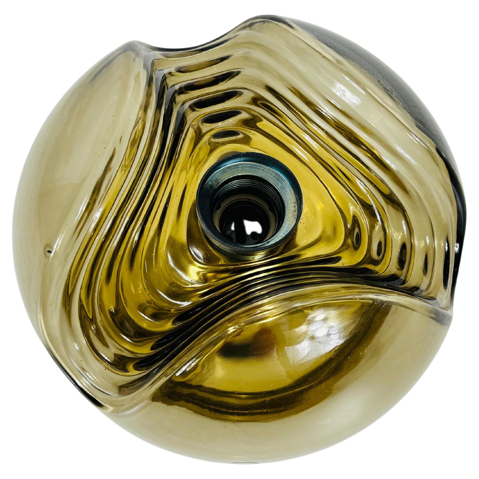 Amber Glass Flush Mount by Koch & Lowy for Peill and Putzler, 1960s For Sale