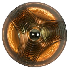 Lampada da incasso in vetro ambrato di Koch & Lowy per Peill & Putzler, anni '60