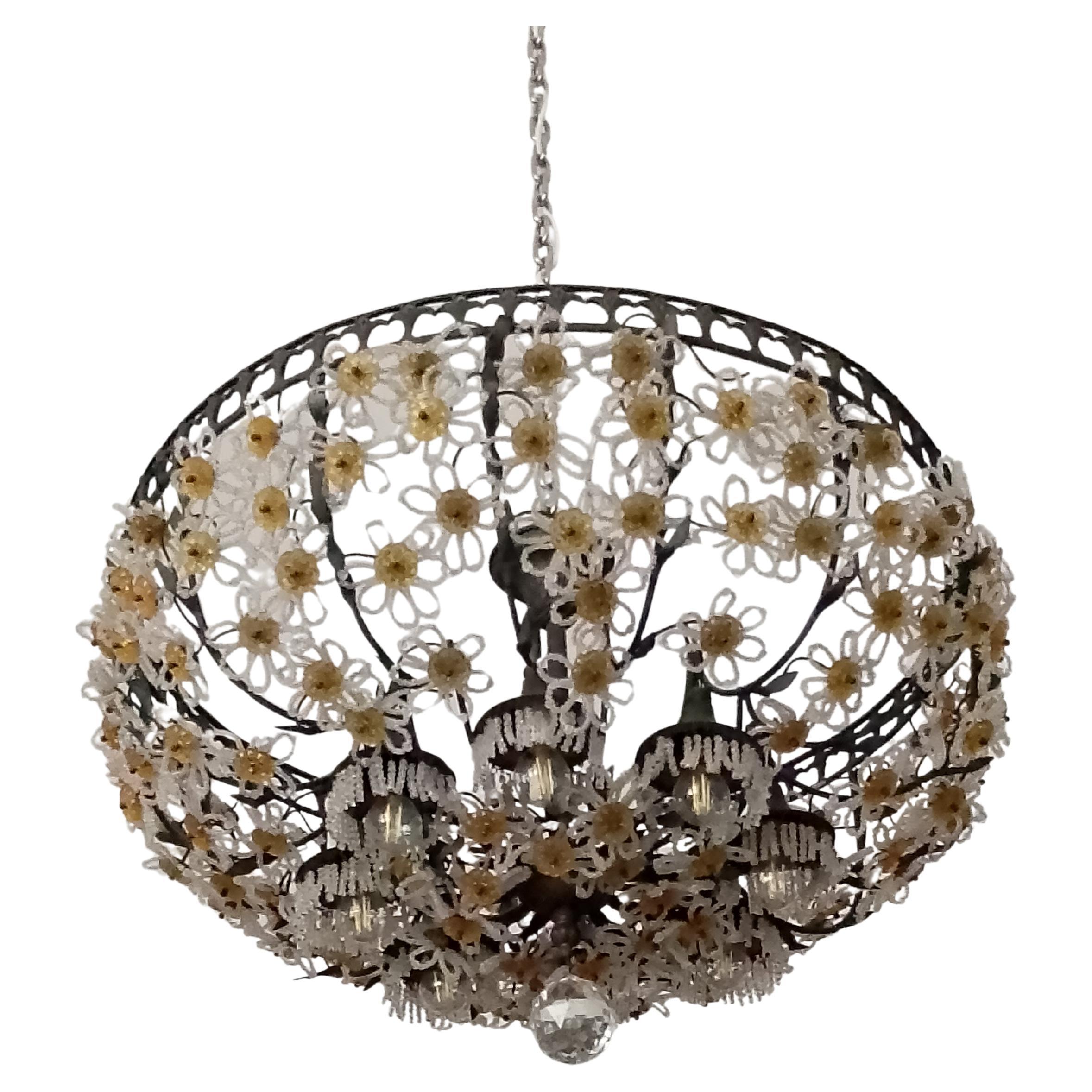 Bernstein Glas Flush Mount, Italien 1940er im Angebot