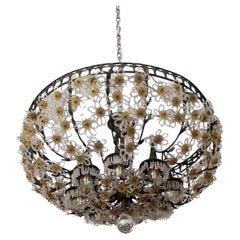 Amber Glass Flush Mount, Italy 1940s