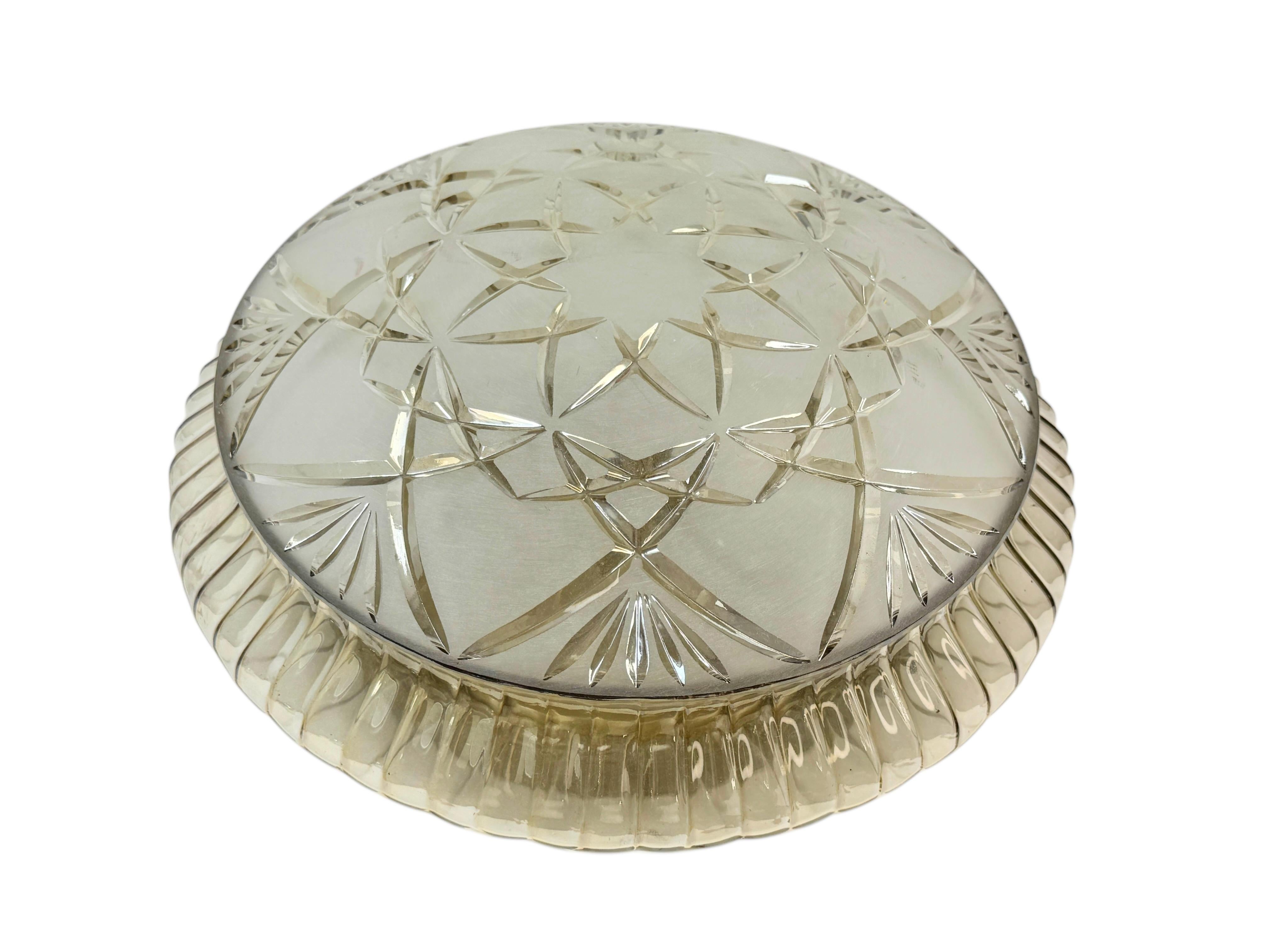 Empotrable de cristal ámbar Glashuette Limburg Estilo Art Decó, Alemania Años 60 Alemán en venta