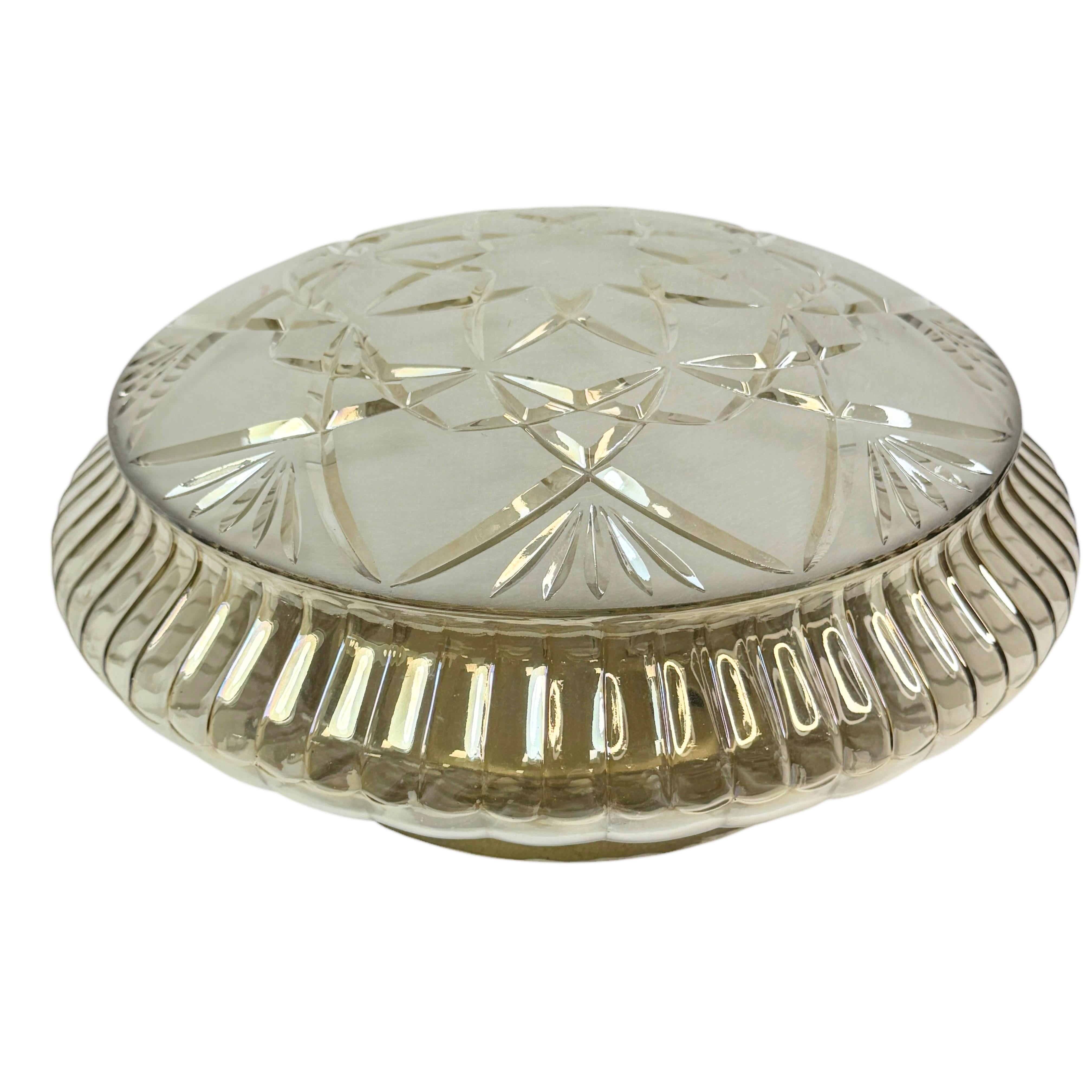 Empotrable de cristal ámbar Glashuette Limburg Estilo Art Decó, Alemania Años 60 Vidrio en venta