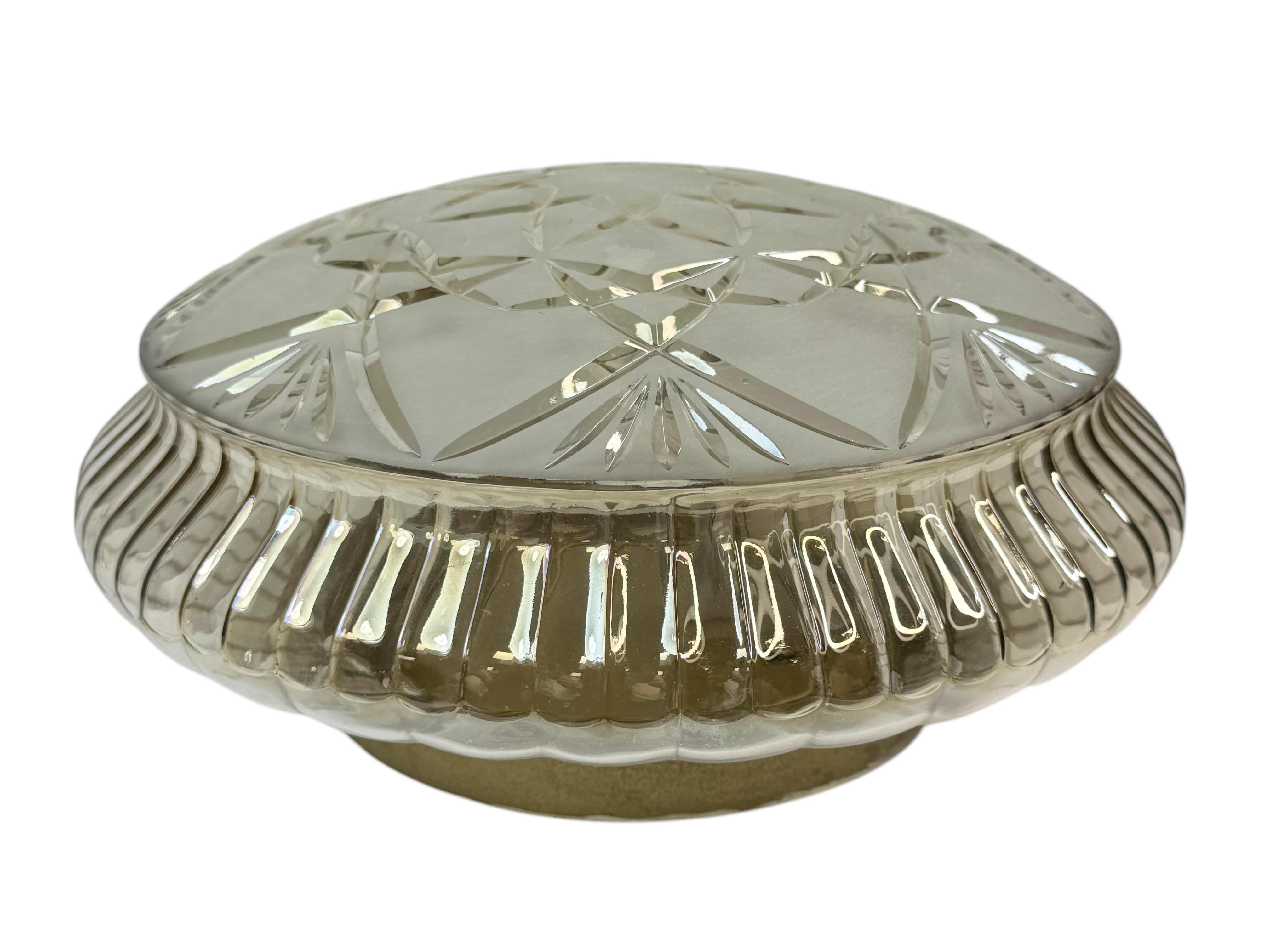 Empotrable de cristal ámbar Glashuette Limburg Estilo Art Decó, Alemania Años 60 en venta 1