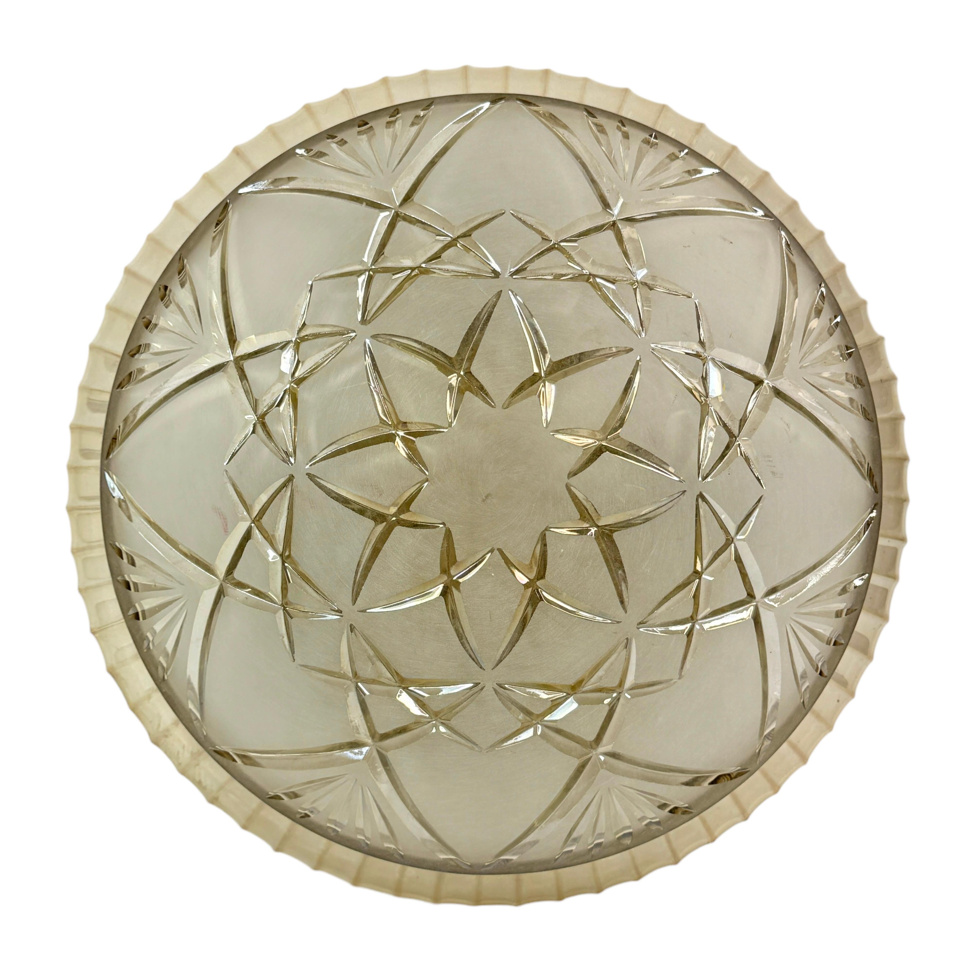 Amber Glass Glashuette Limburg Art Deco Style Flush Mount, Germany 1960s