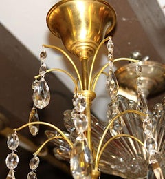 Amber Glass Light Fixture with Crystal Drops