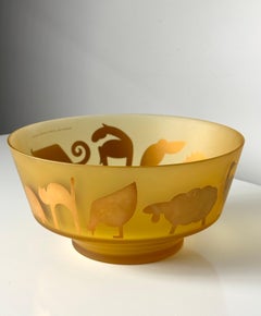 Amber Glass Memphis Animal Motif Bowl by Susani & Vidal for Sottsass Associati