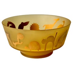 Amber Glass Memphis Animal Motif Bowl by Susani & Vidal for Sottsass Associati