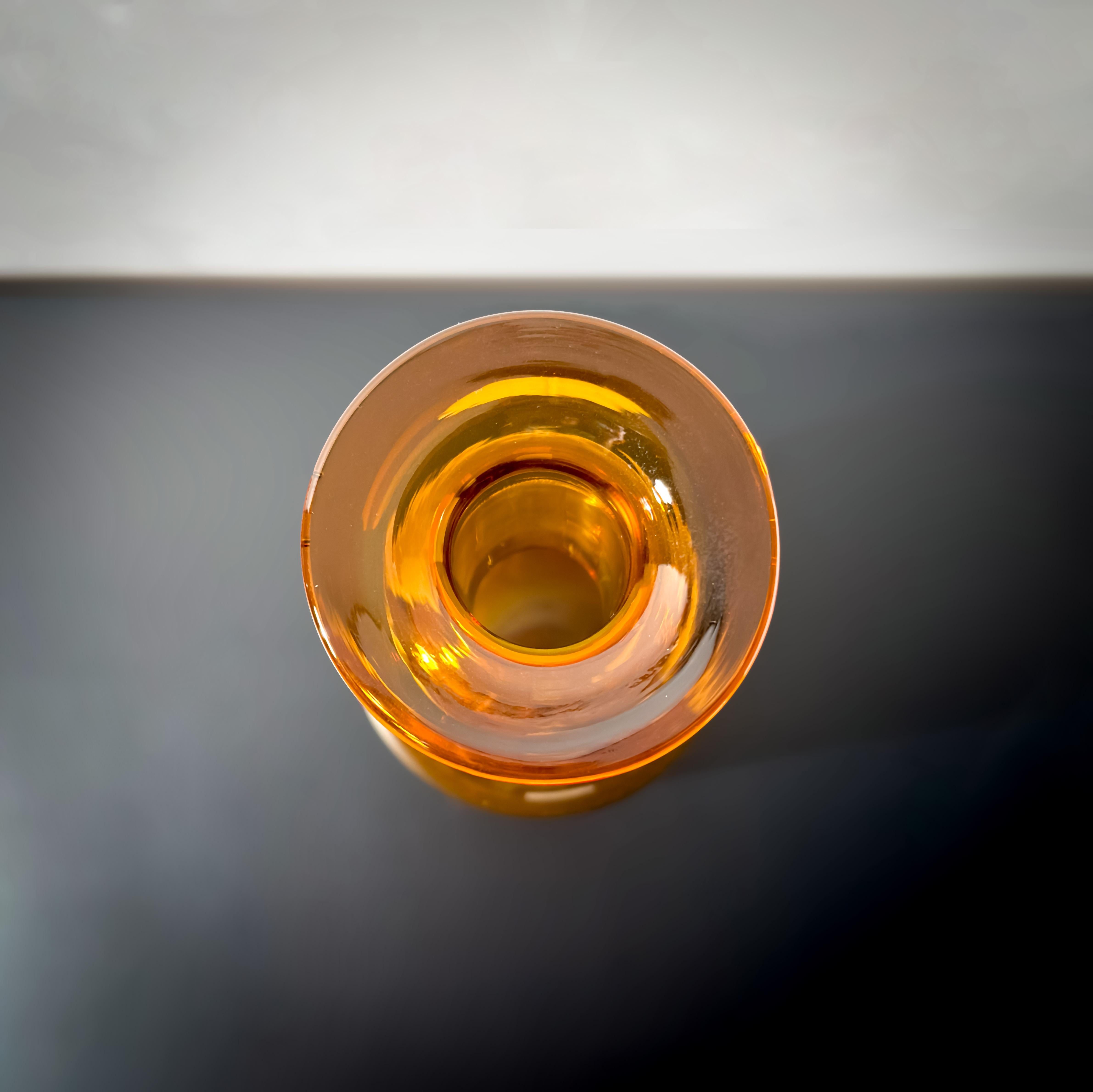 Hand-Crafted Amber Glass, Mid-Century, Bottle Vase by Otto Brauer for Holmegaard For Sale