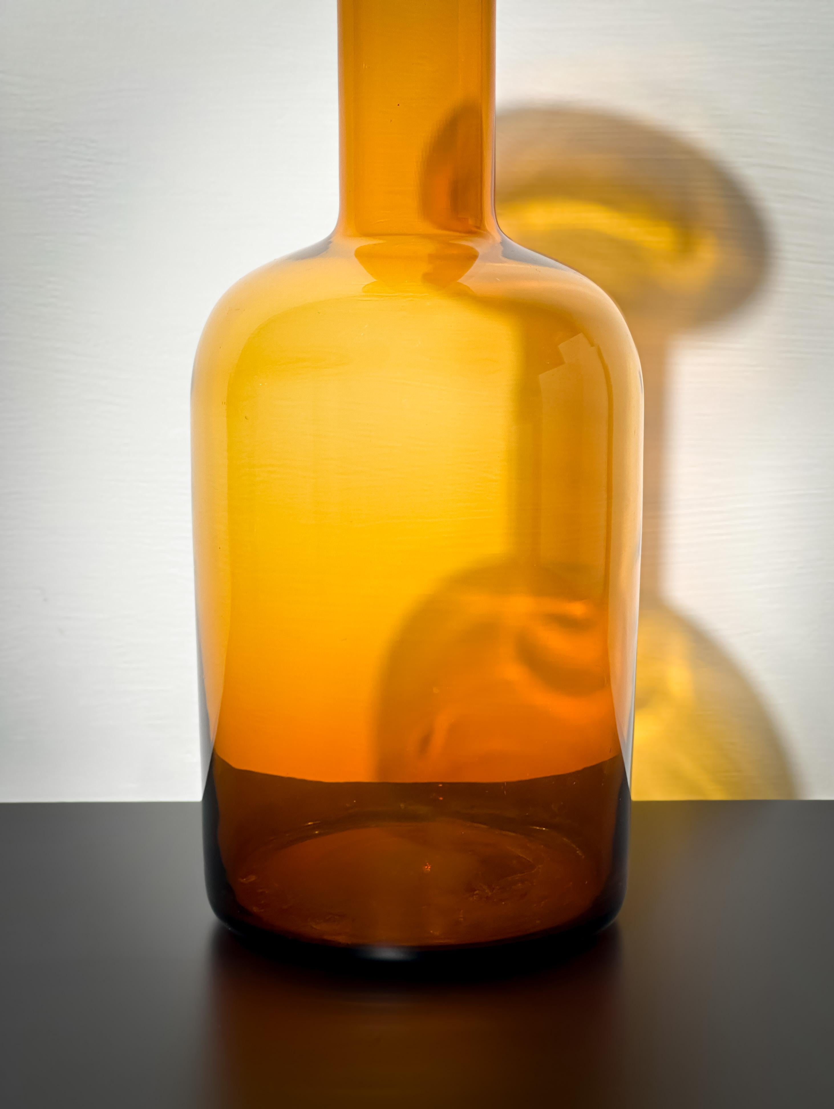 Amber Glass, Mid-Century, Bottle Vase by Otto Brauer for Holmegaard In Good Condition For Sale In Glasgow, GB