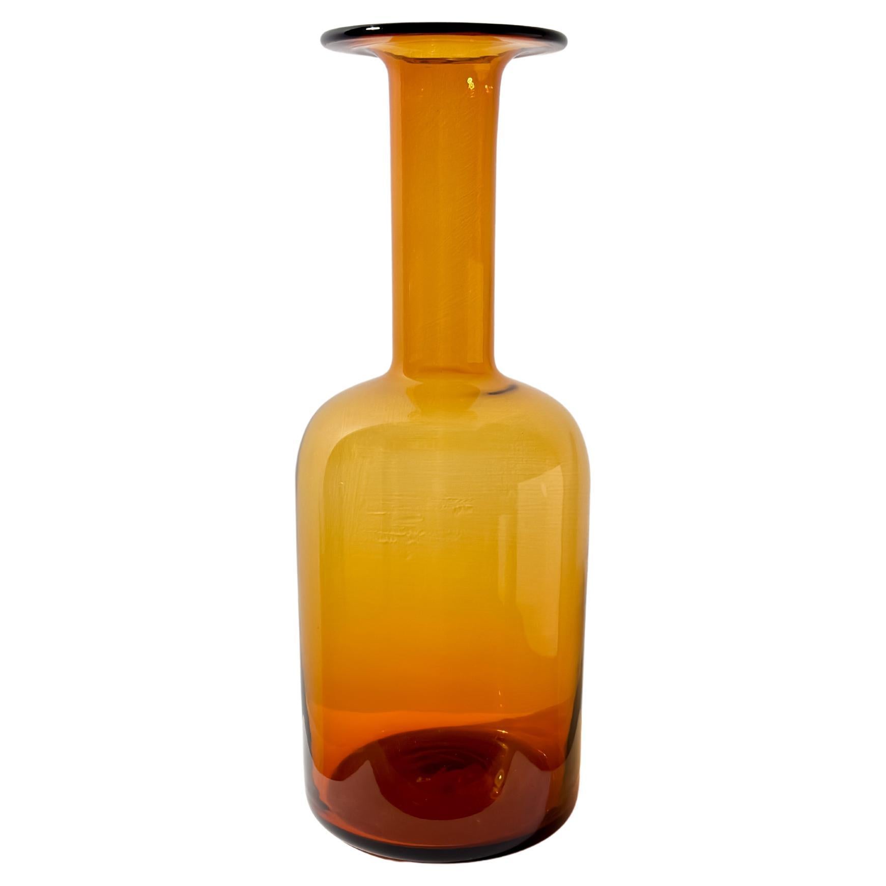 Amber Glass, Mid-Century, Bottle Vase by Otto Brauer for Holmegaard