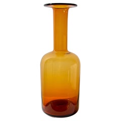 Amber Glass, Mid-Century, Bottle Vase by Otto Brauer for Holmegaard