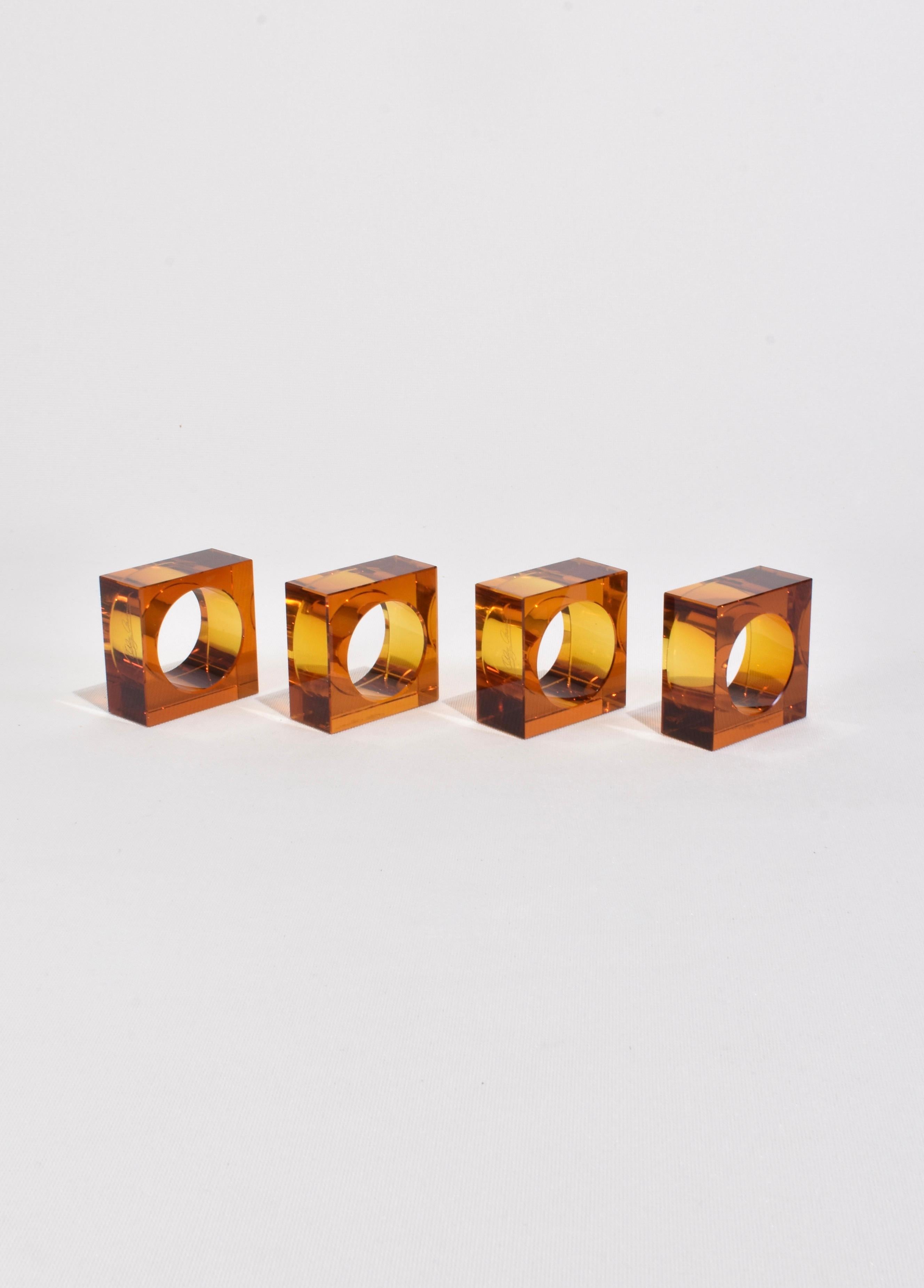 Amber Glass Napkin Rings In Good Condition In Richmond, VA