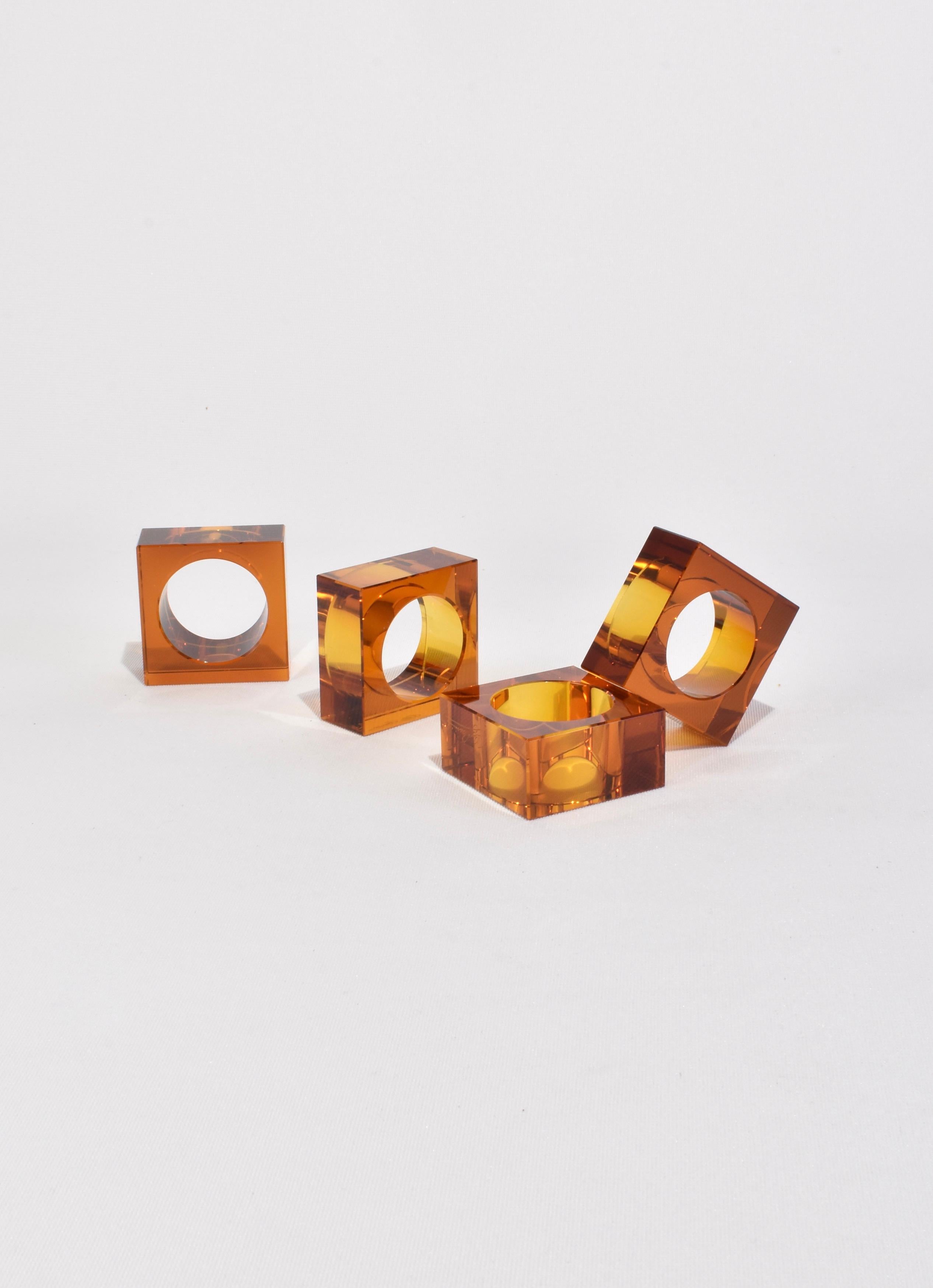 20th Century Amber Glass Napkin Rings