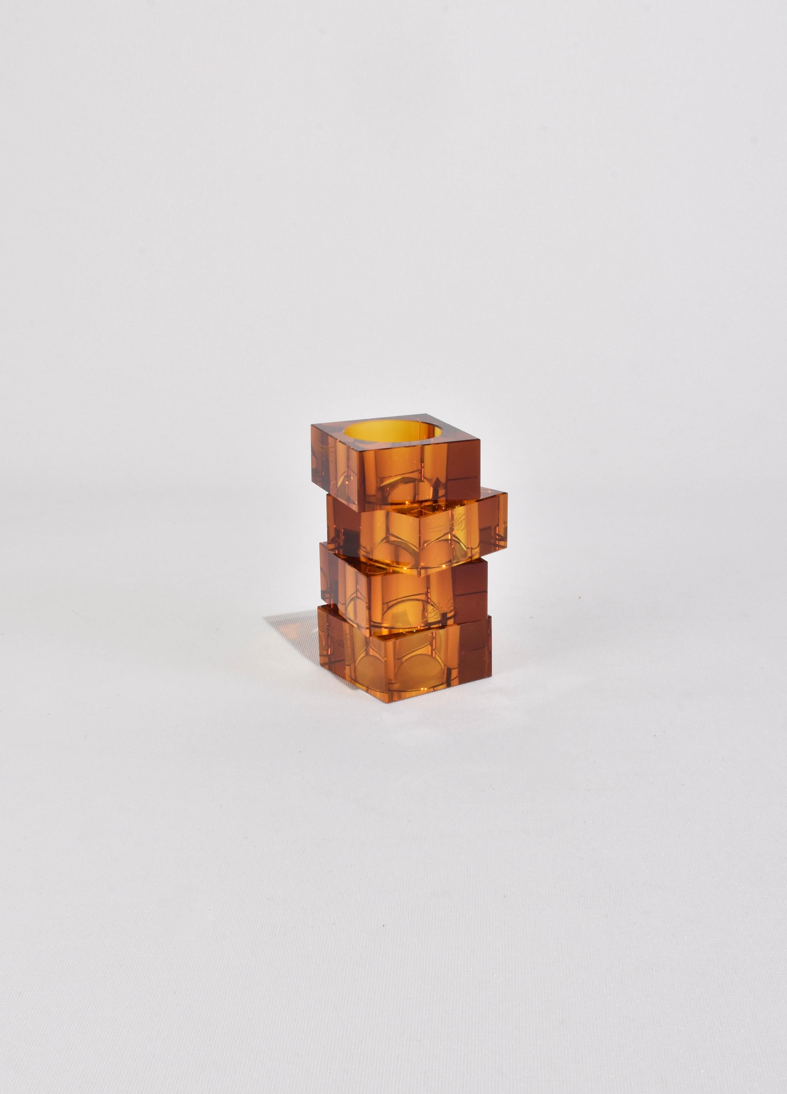 Cut Glass Amber Glass Napkin Rings