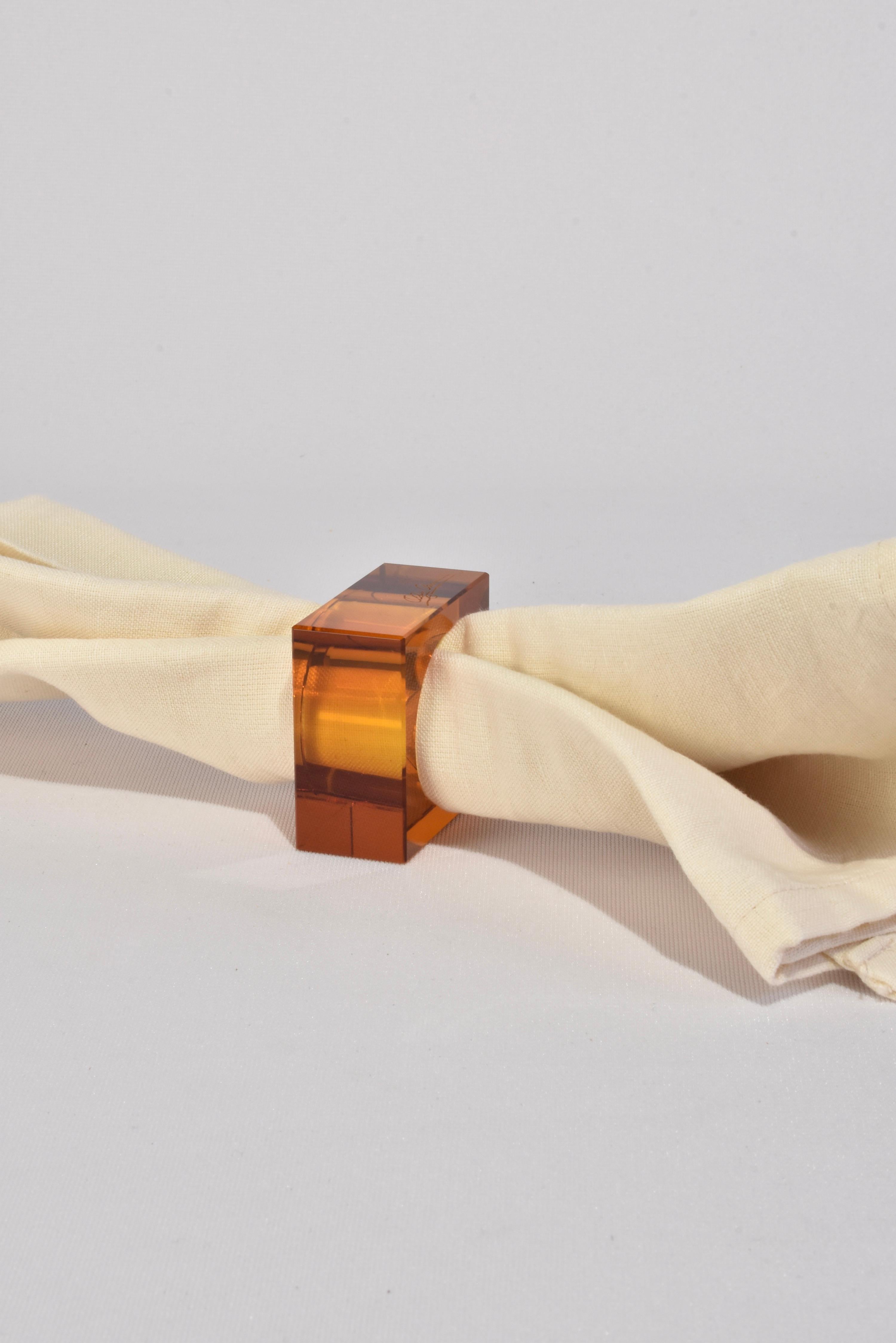 Amber Glass Napkin Rings 1