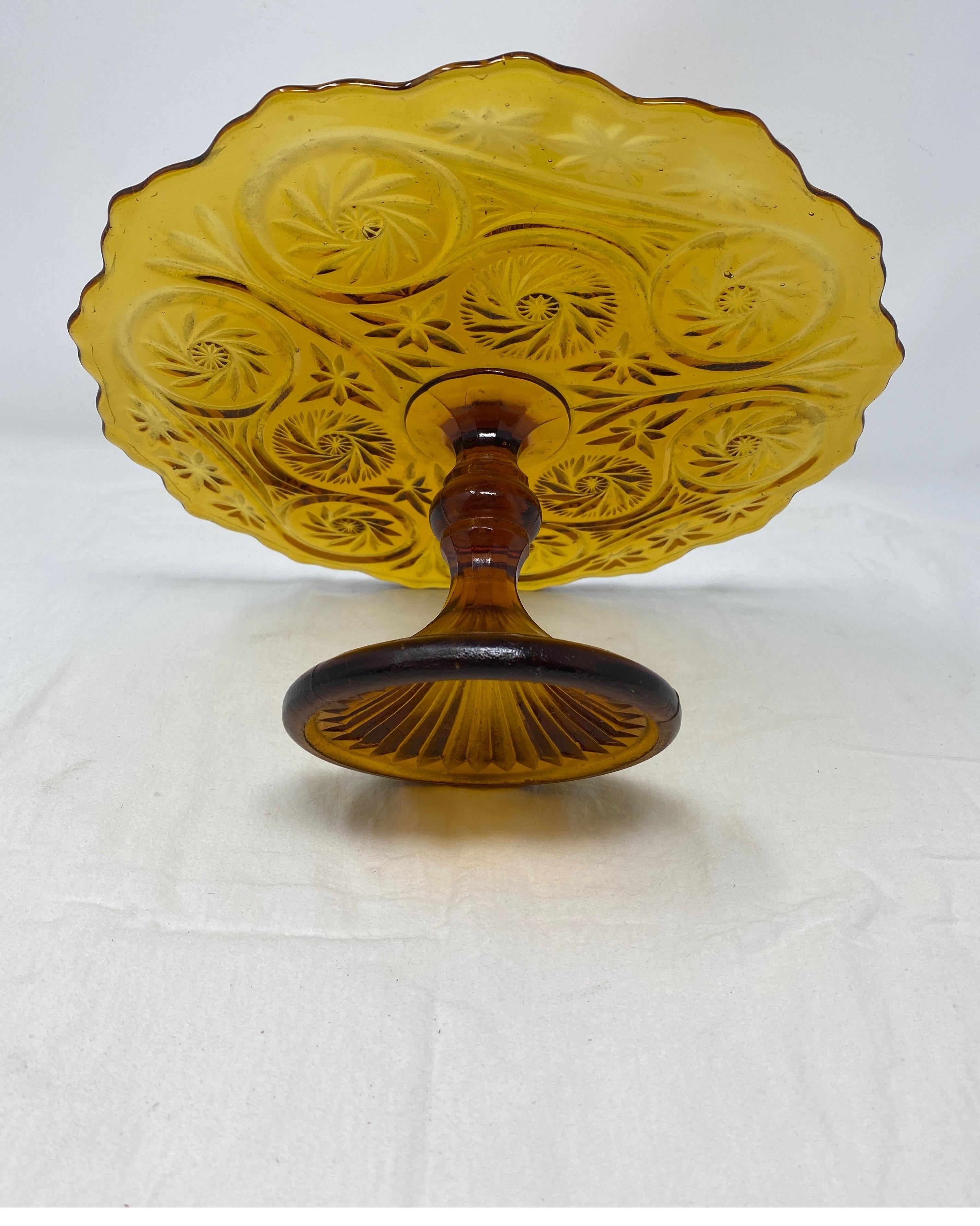 French Amber Glass Patisserie Stand For Sale