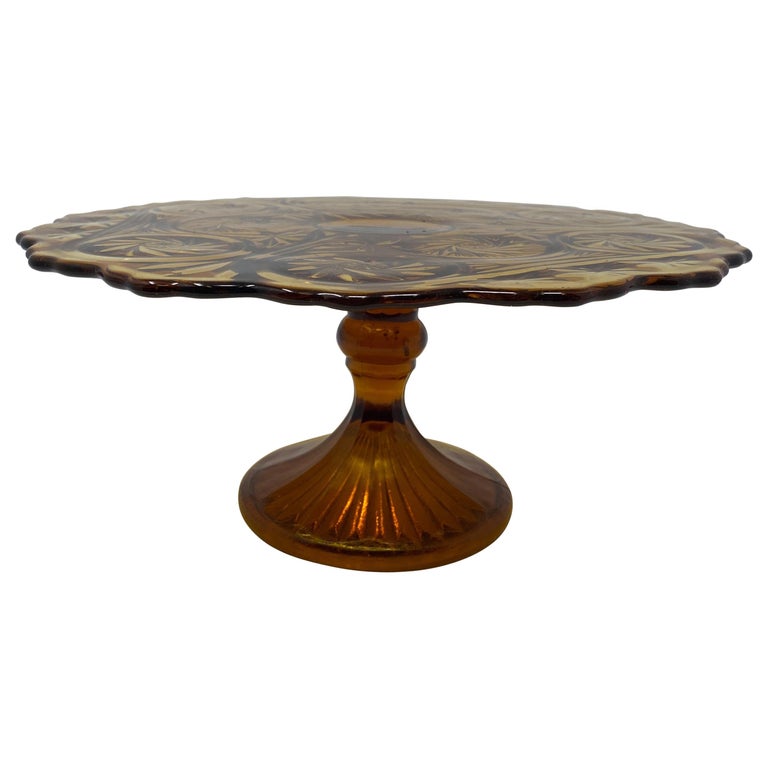 Amber Glass Patisserie Stand For Sale at 1stDibs