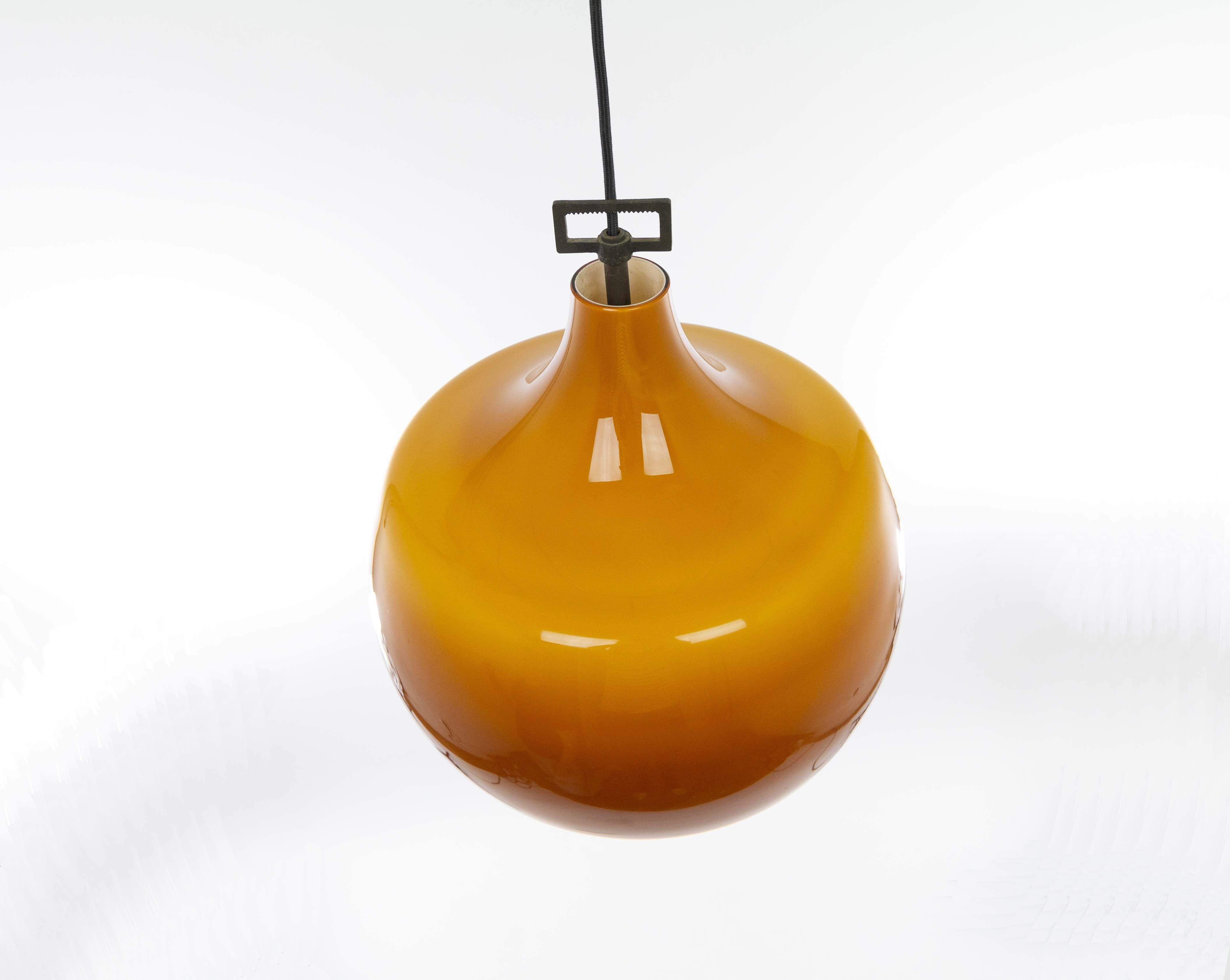 Italian Amber Glass Pendant by Venini, 1950s