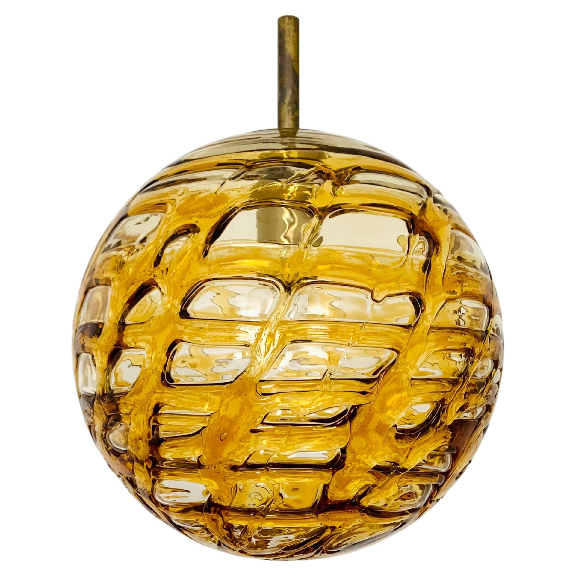 Amber Glass Pendant Lamp by Doria For Sale