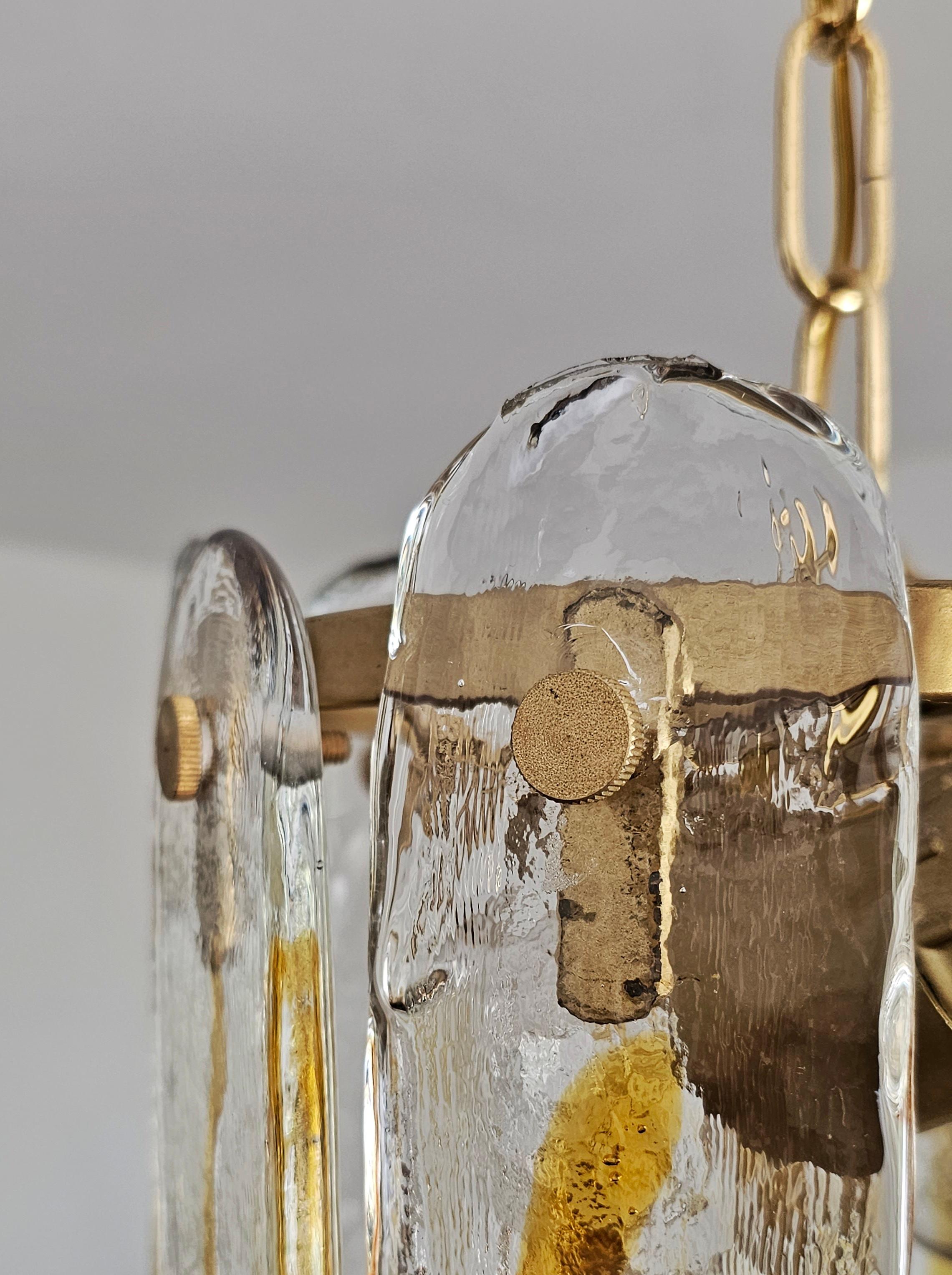 Suspension en verre ambré en forme de pétales par Toni Zuccheri pour Mazzega, Italie, années 1960 en vente 6