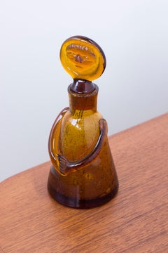 Amber glass "People" Decanter by Erik Höglund, Boda, Sweden, 1950s
