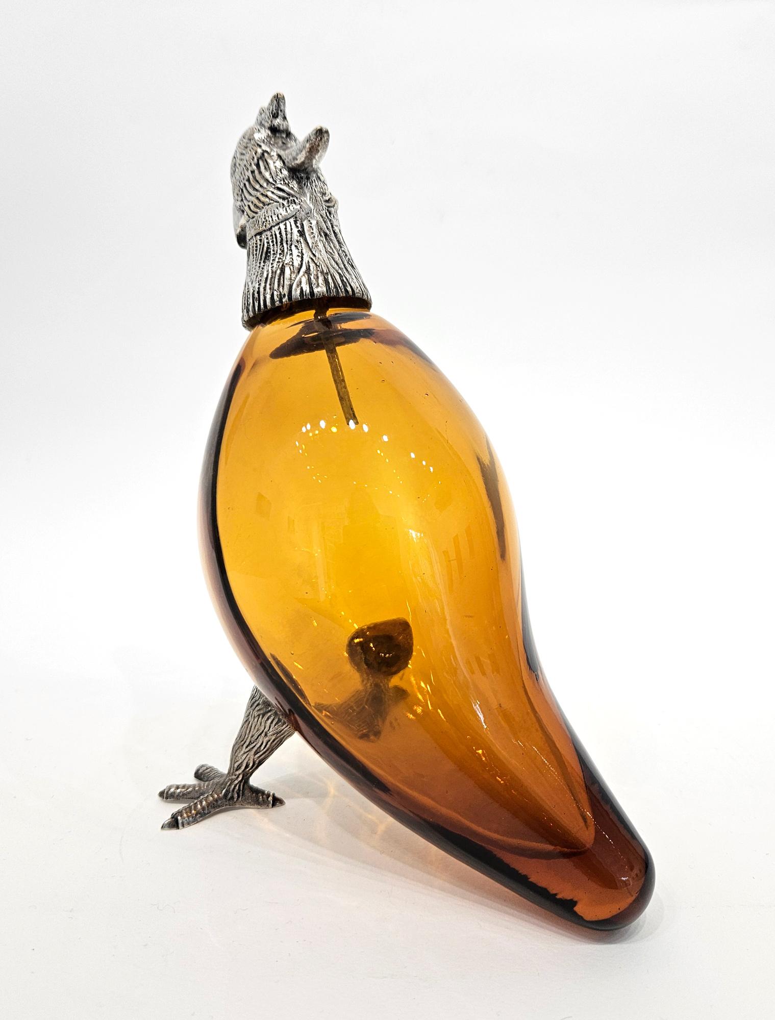 Französischer Bernstein Glas Silber Platte Fasan/Huhn Wild Jagd Claret Krug 20. im Angebot 4