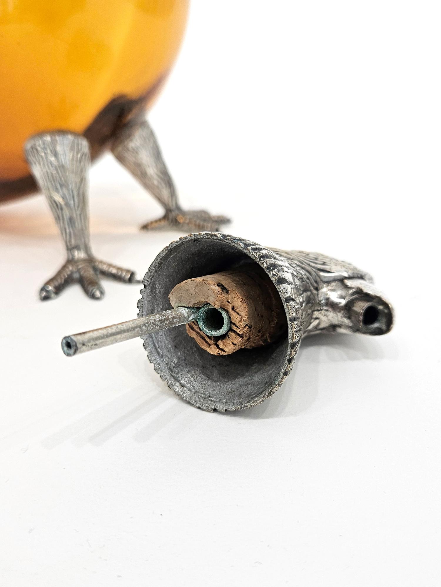 Französischer Bernstein Glas Silber Platte Fasan/Huhn Wild Jagd Claret Krug 20. im Angebot 6