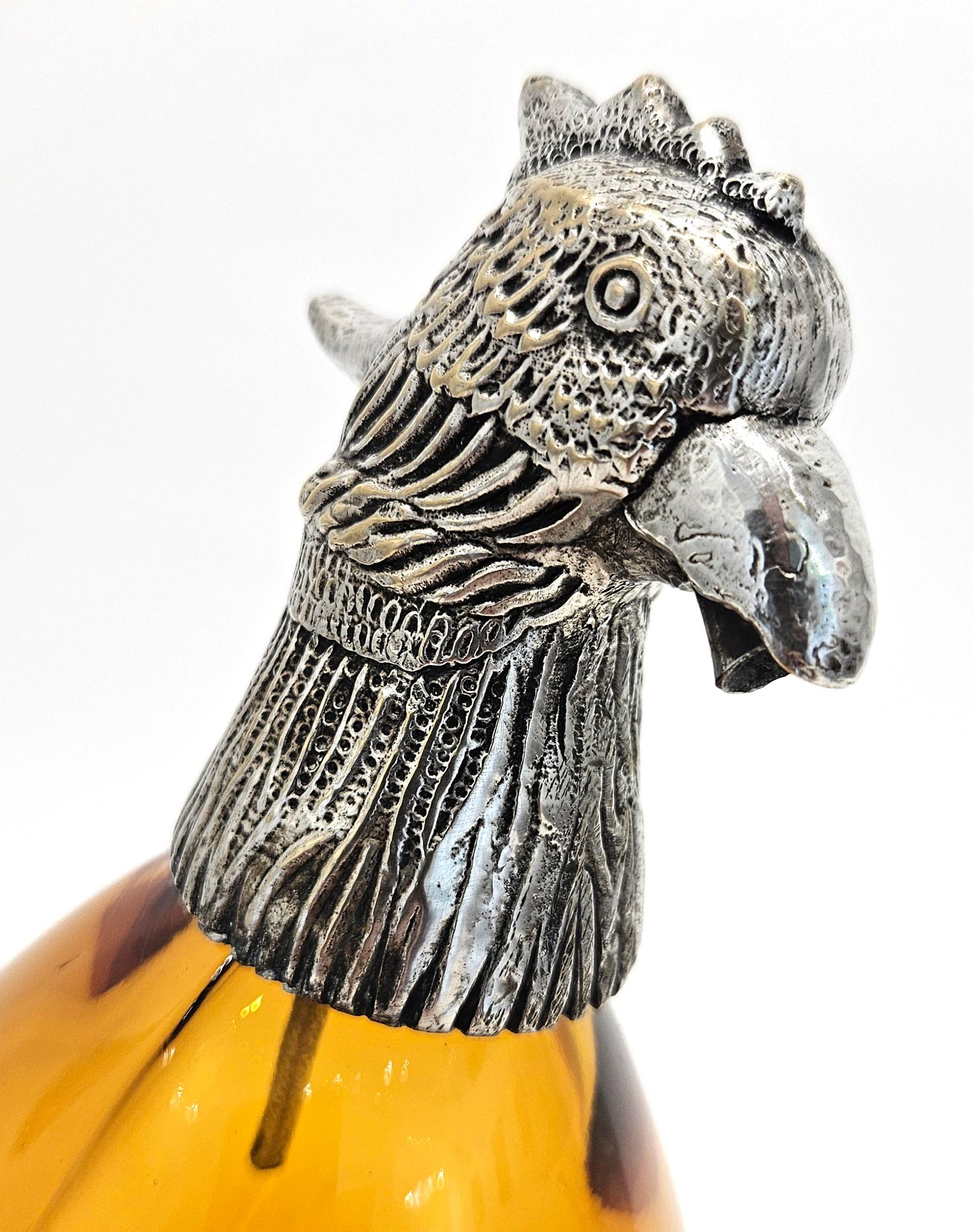 Französischer Bernstein Glas Silber Platte Fasan/Huhn Wild Jagd Claret Krug 20. im Zustand „Gut“ im Angebot in London, GB