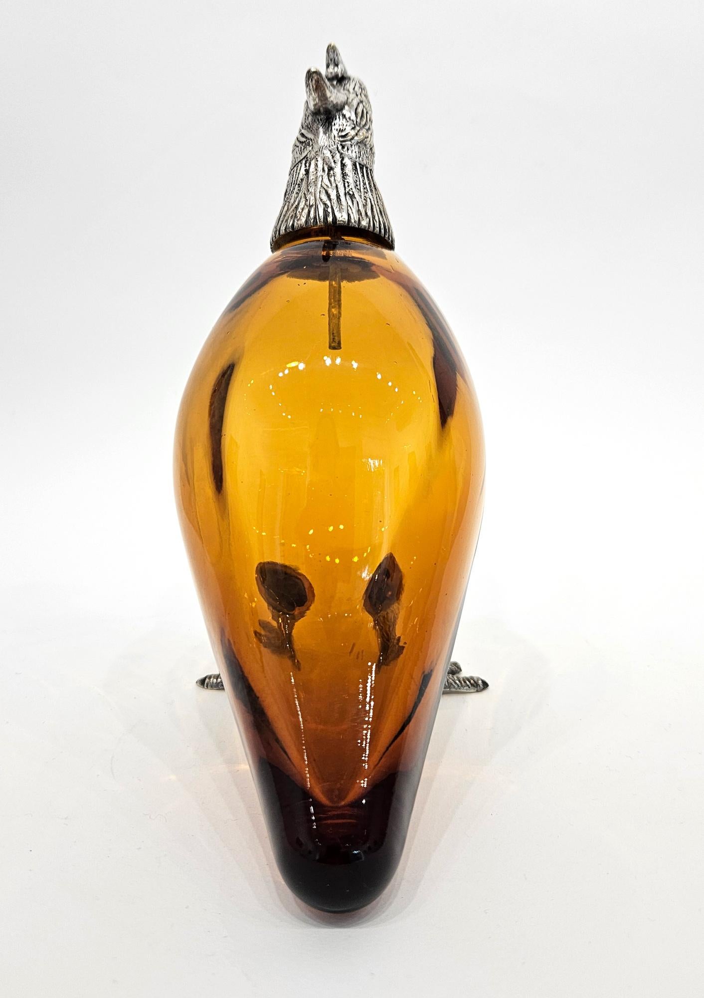 Französischer Bernstein Glas Silber Platte Fasan/Huhn Wild Jagd Claret Krug 20. im Angebot 1