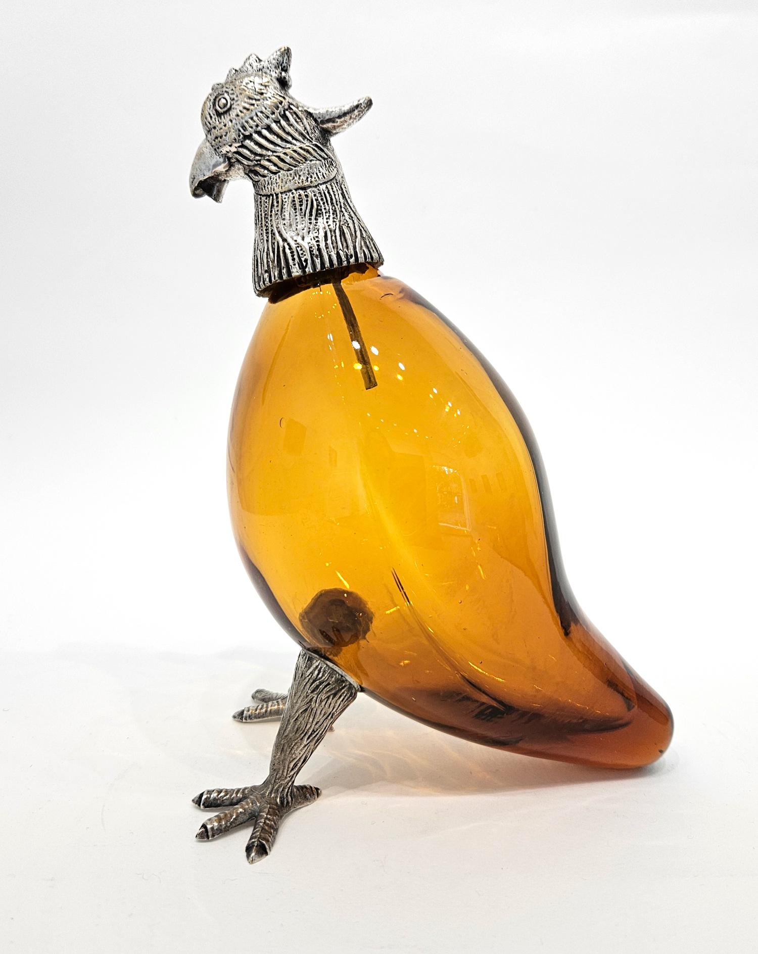 Französischer Bernstein Glas Silber Platte Fasan/Huhn Wild Jagd Claret Krug 20. im Angebot 3