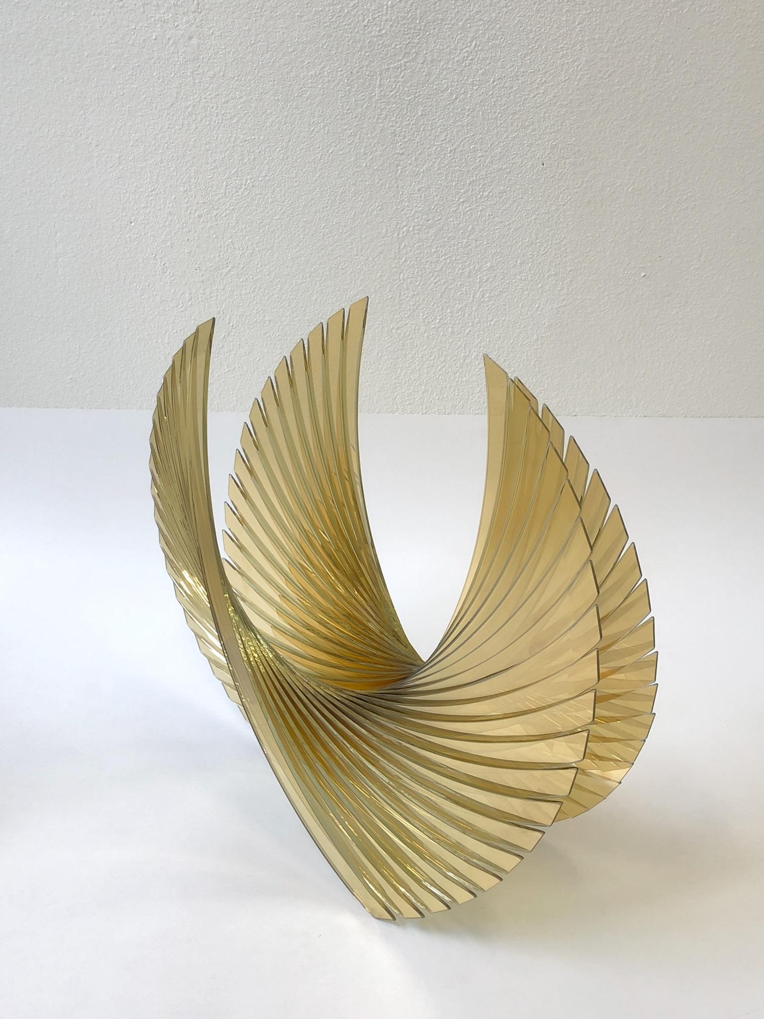 Contemporary Amber Glass Sculpture by Tom Marosz