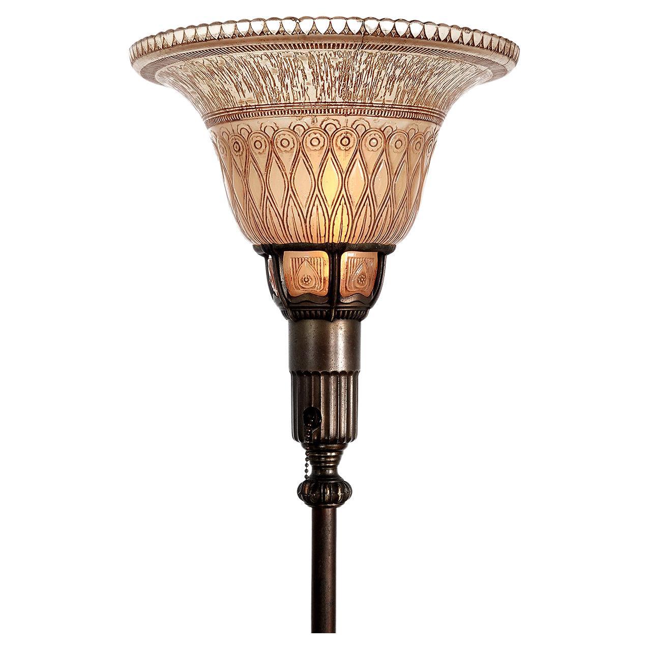 Amber Glass Tulip Shaped Torchiere