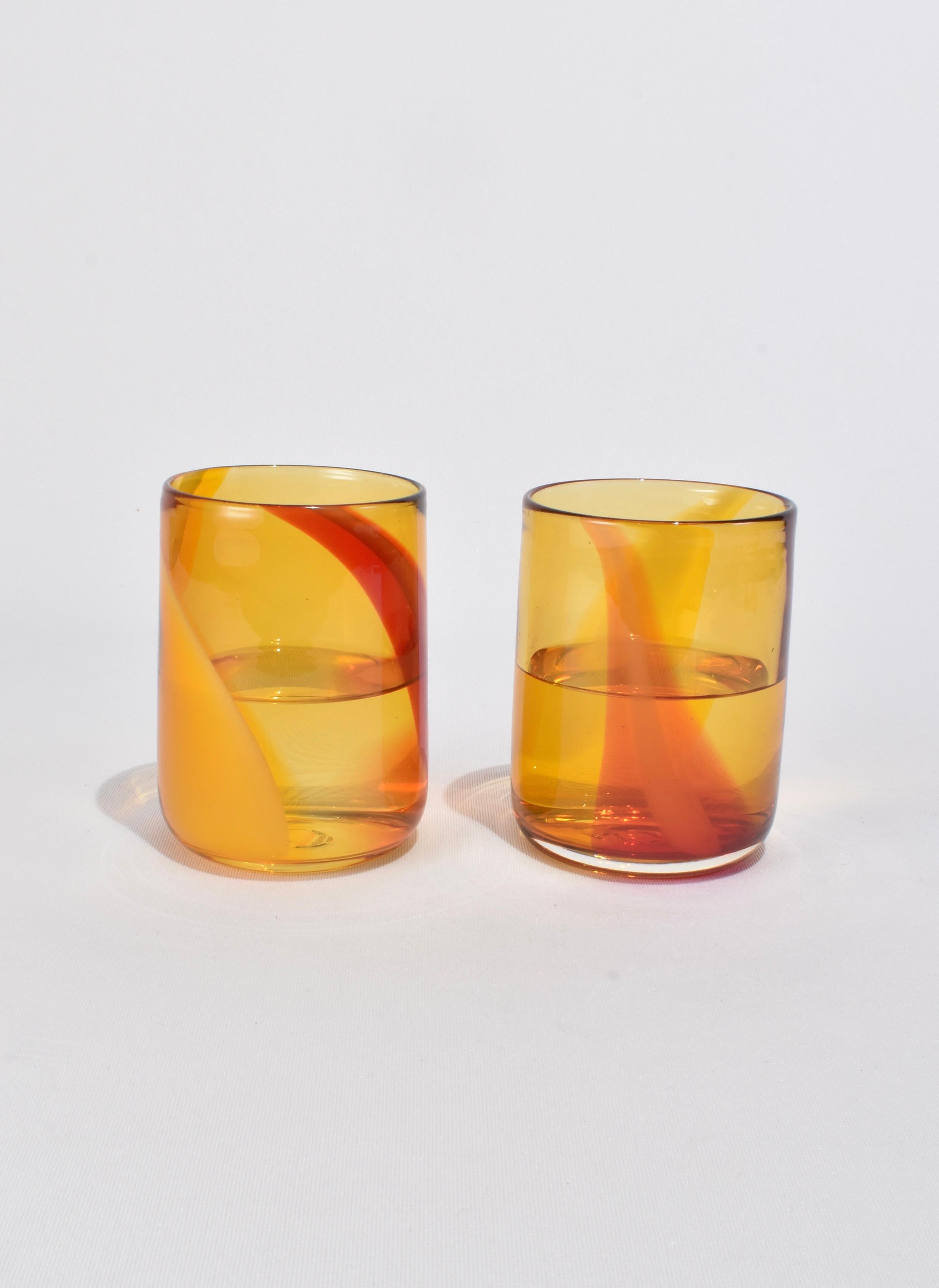 20th Century Amber Glass Tumbler Set
