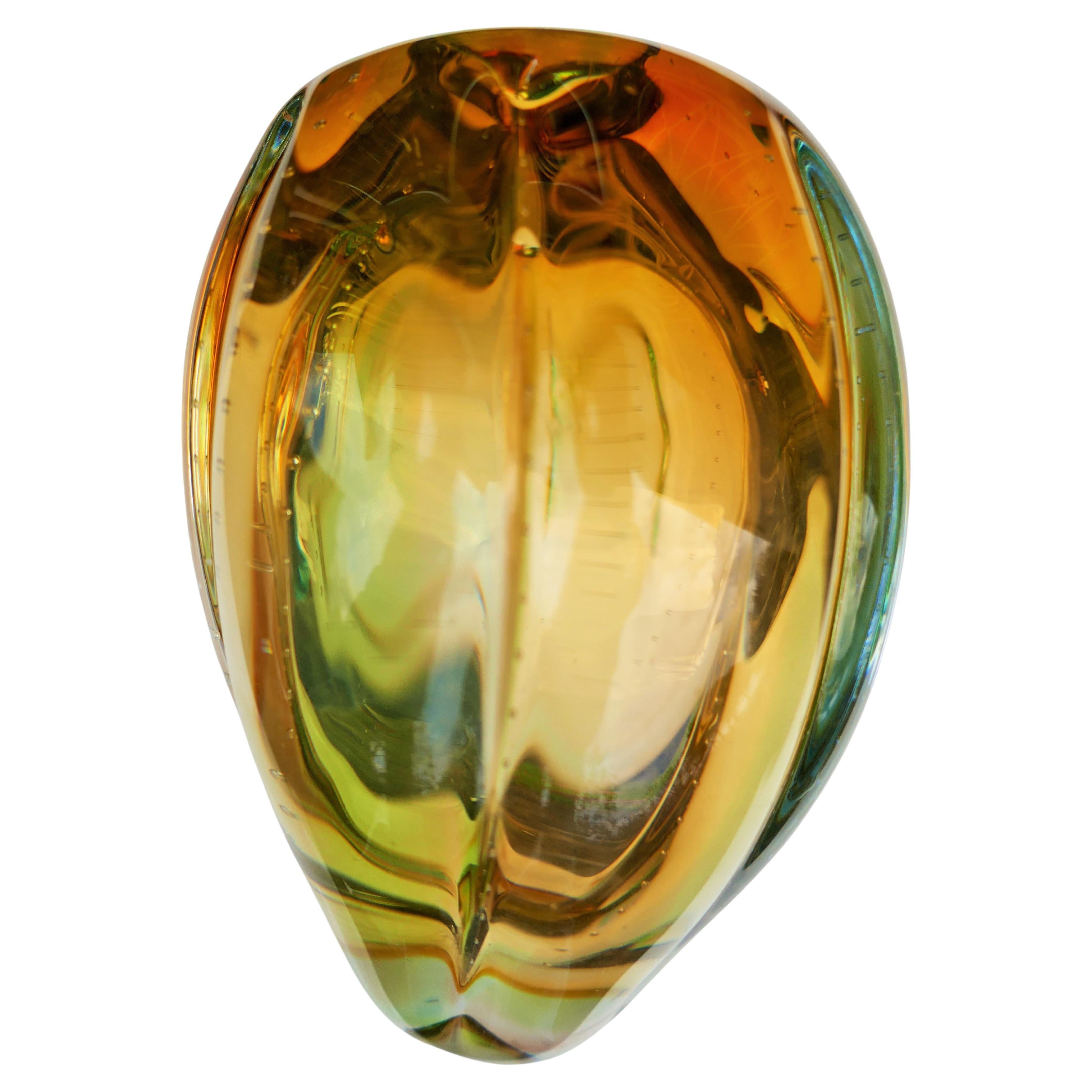 Vaso in vetro ambrato attribuito a Seguso o Barovier in vendita 3