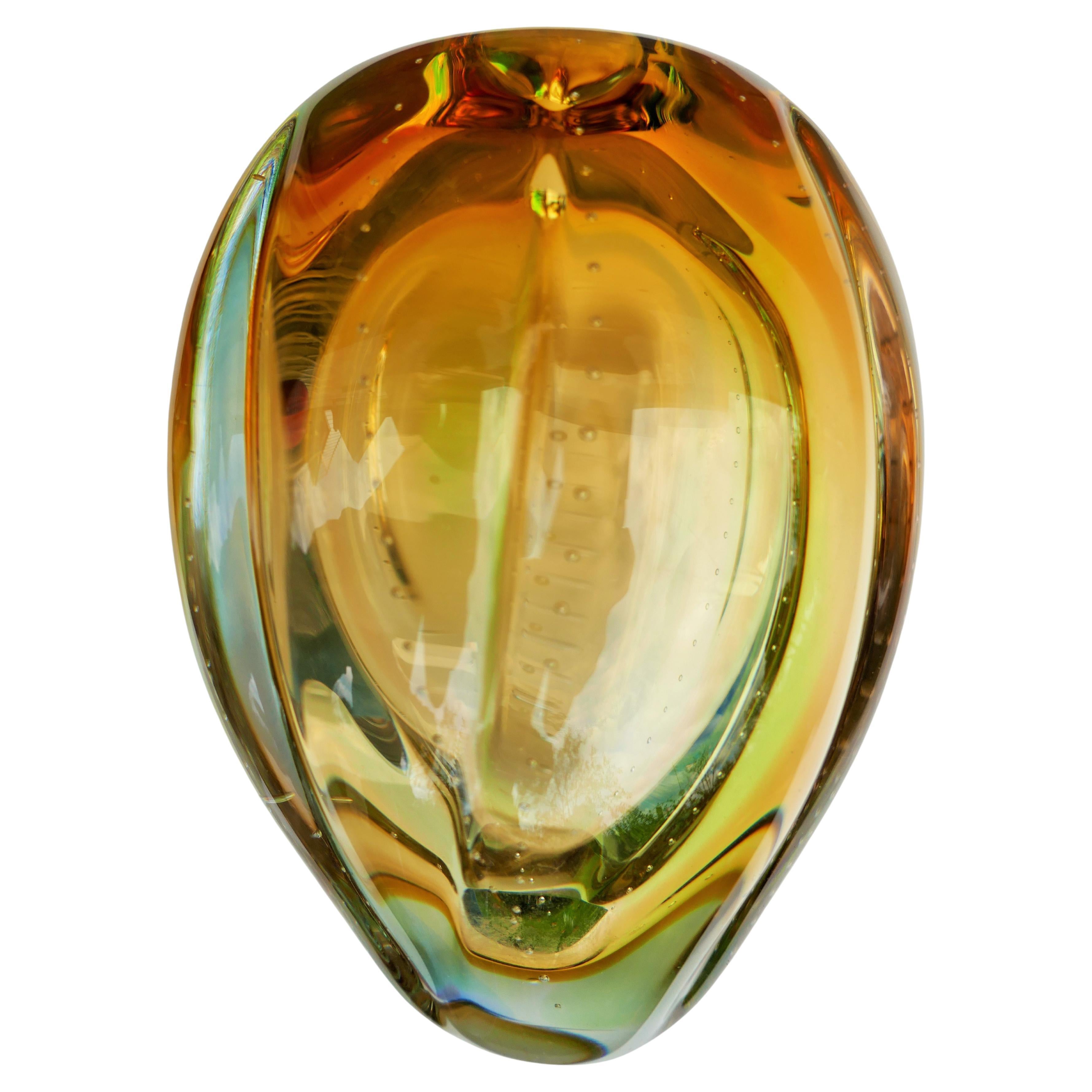 Vaso in vetro ambrato attribuito a Seguso o Barovier in vendita 8