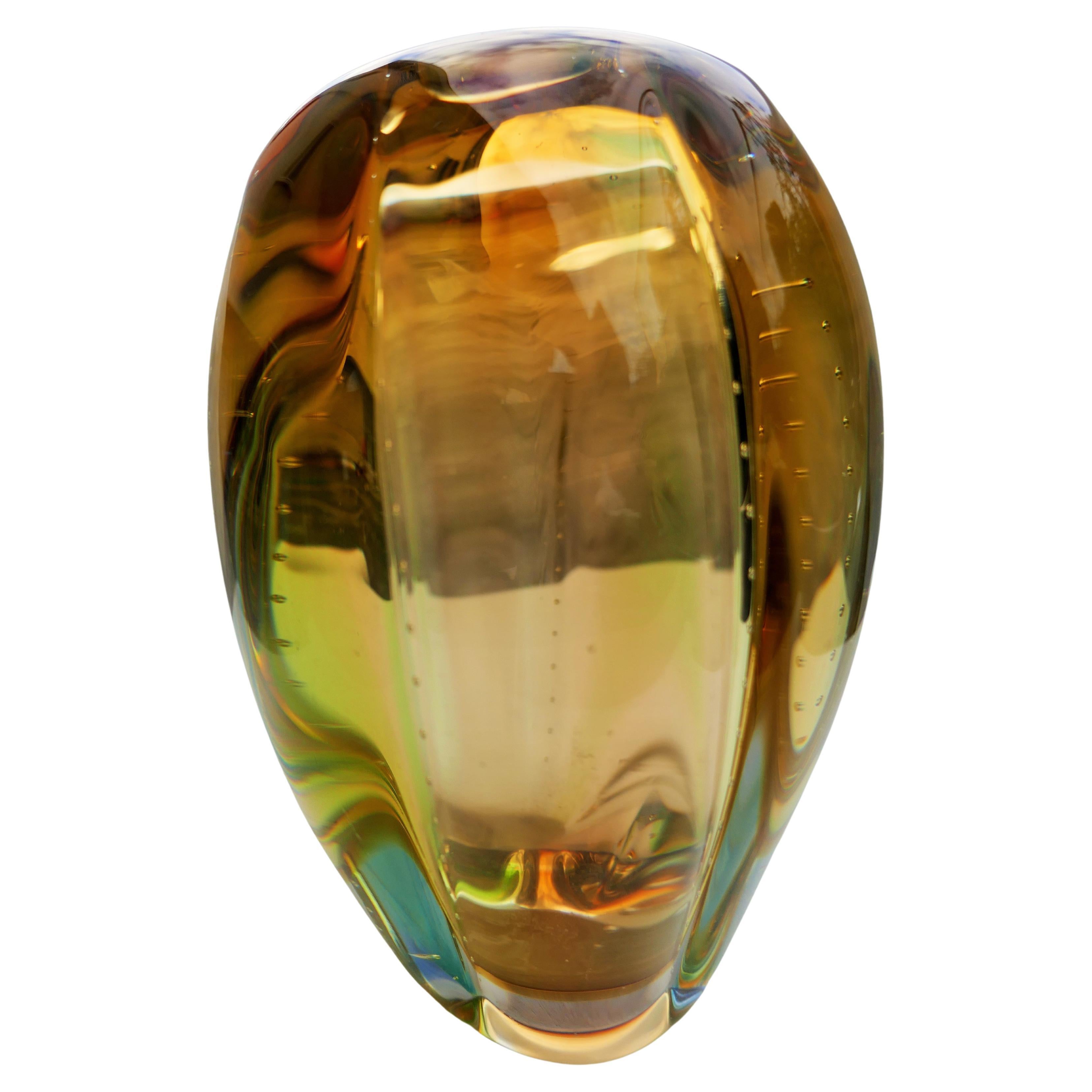Metà XX secolo Vaso in vetro ambrato attribuito a Seguso o Barovier in vendita