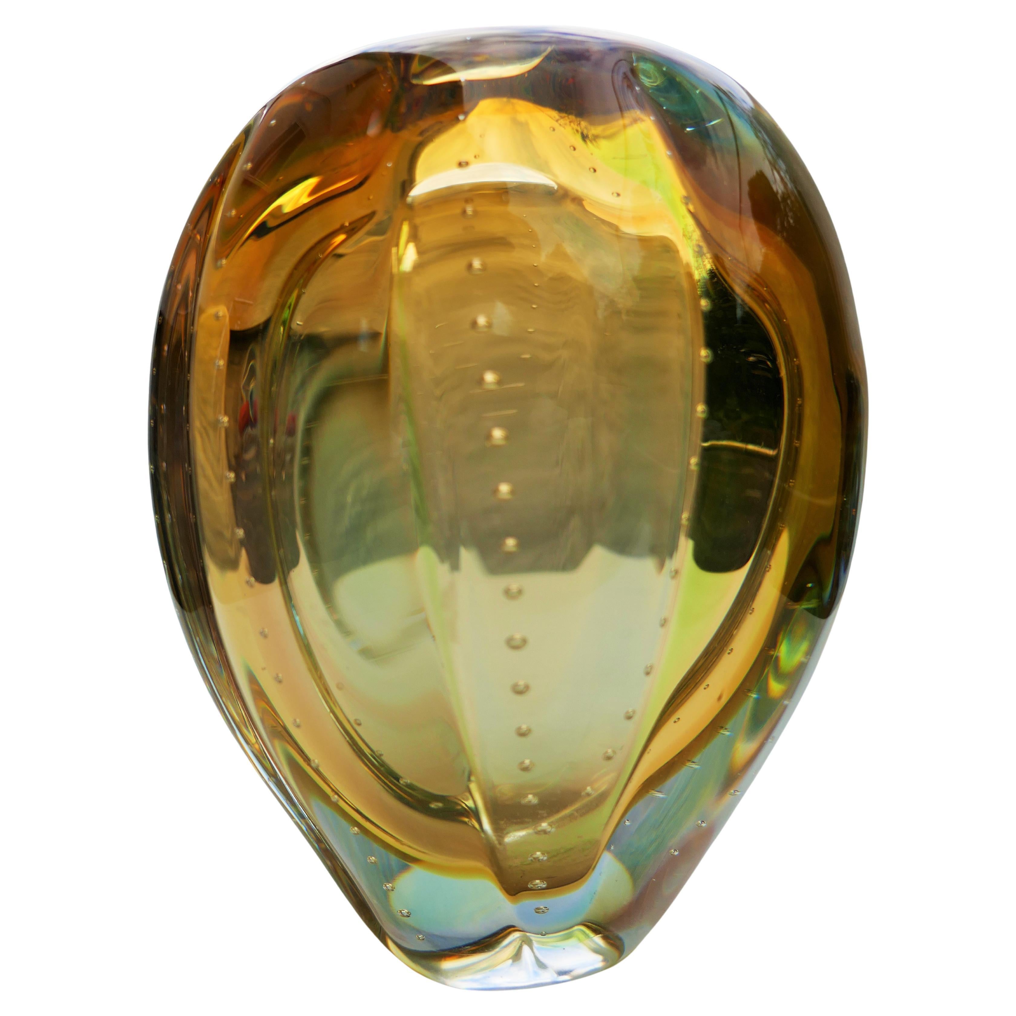 Vaso in vetro ambrato attribuito a Seguso o Barovier in vendita 1