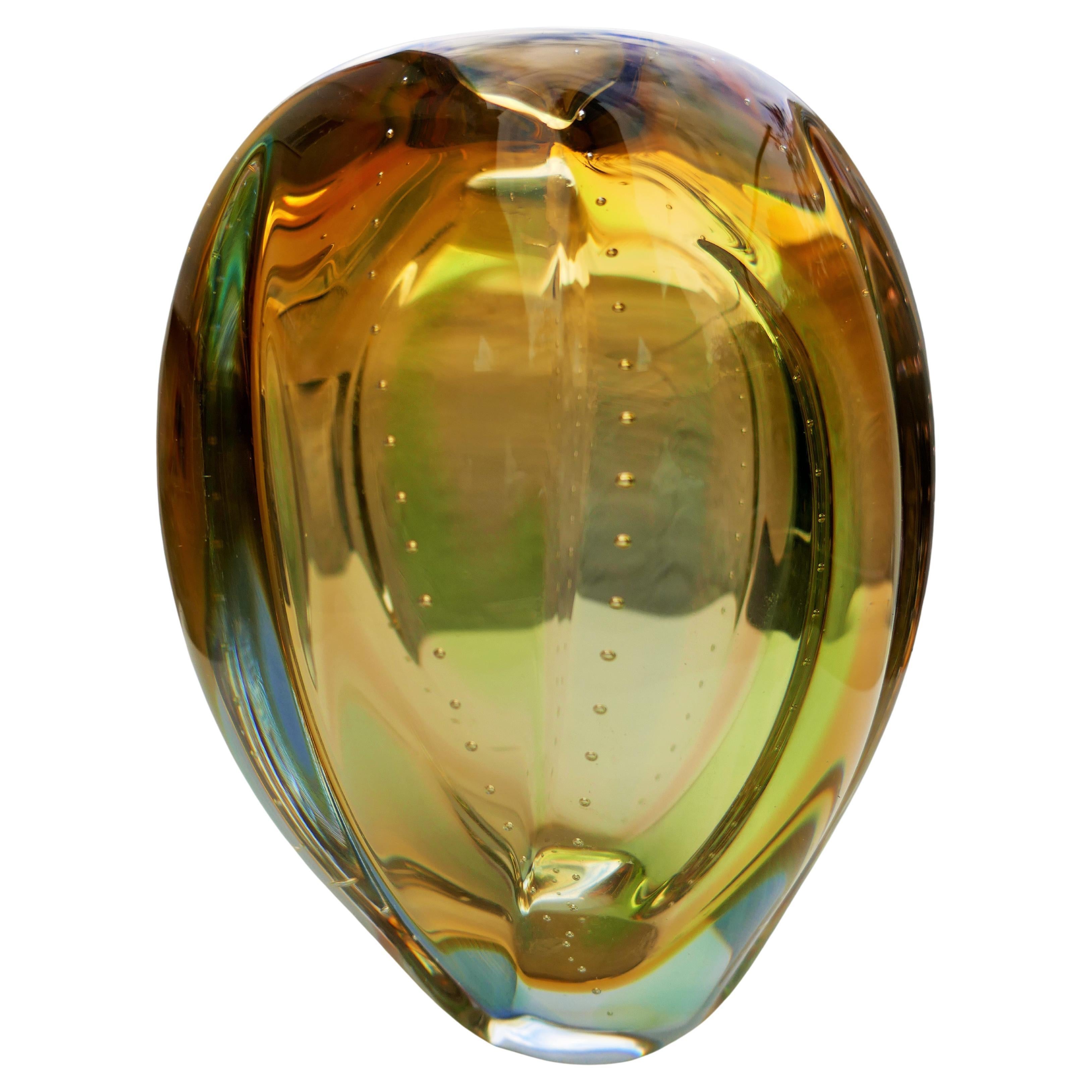 Vaso in vetro ambrato attribuito a Seguso o Barovier in vendita