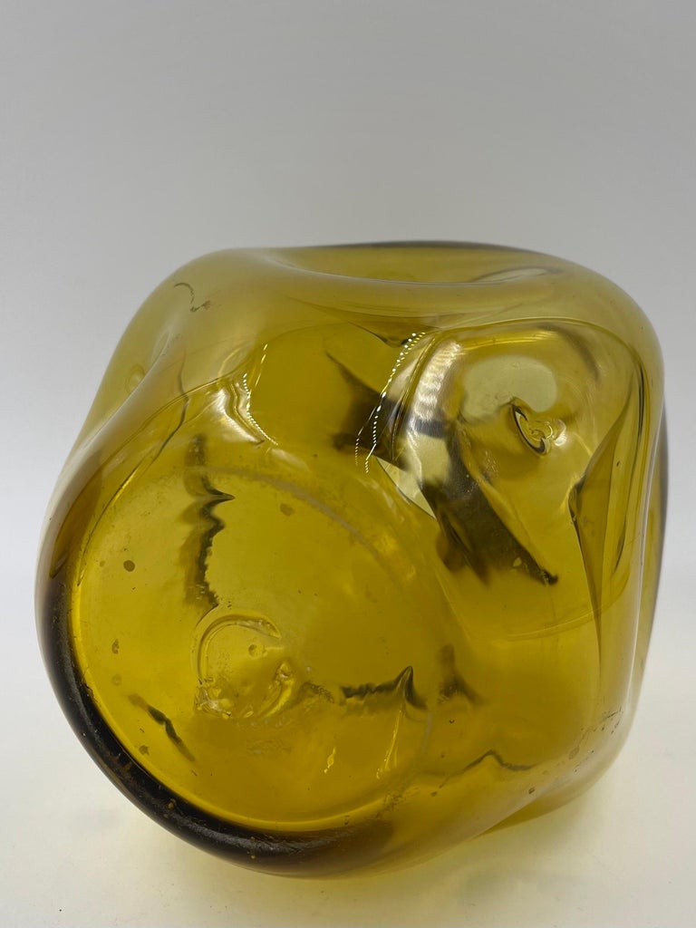 Mid-Century Modern Amber Glass Vase by Blenko For Sale