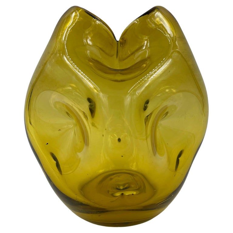 Amber Glass Vase by Blenko For Sale